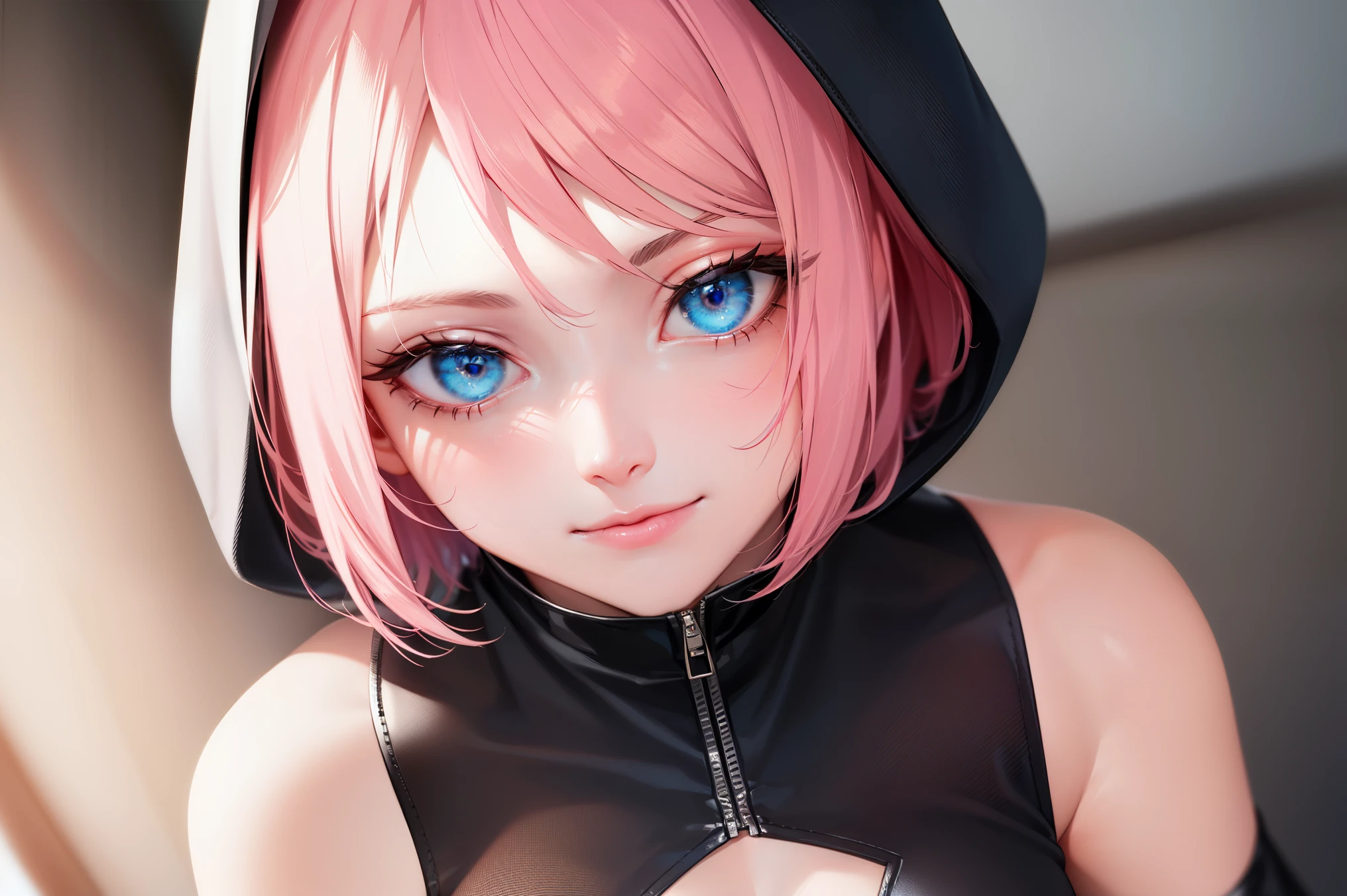 deep skin,textured skin, ,sakura haruno,(pink hair:1.4),(short hair:1.6),
BREAK (bare shoulders, black gloves, blue hood, claw ring, detached sleeves, gloves, hood, jewelry, long sleeves, pantyhose, puffy sleeves, white pantyhose:1,2)
BREAK NSFW,looking at viewer, depth of field, looking at the audience, a little smile,
BREAK (masterpiece:1.2), best quality, high resolution, unity 8k wallpaper, (illustration:0.8), (beautiful detailed eyes:1.6), extremely detailed face, perfect lighting, extremely detailed CG, (perfect hands, perfect anatomy),
