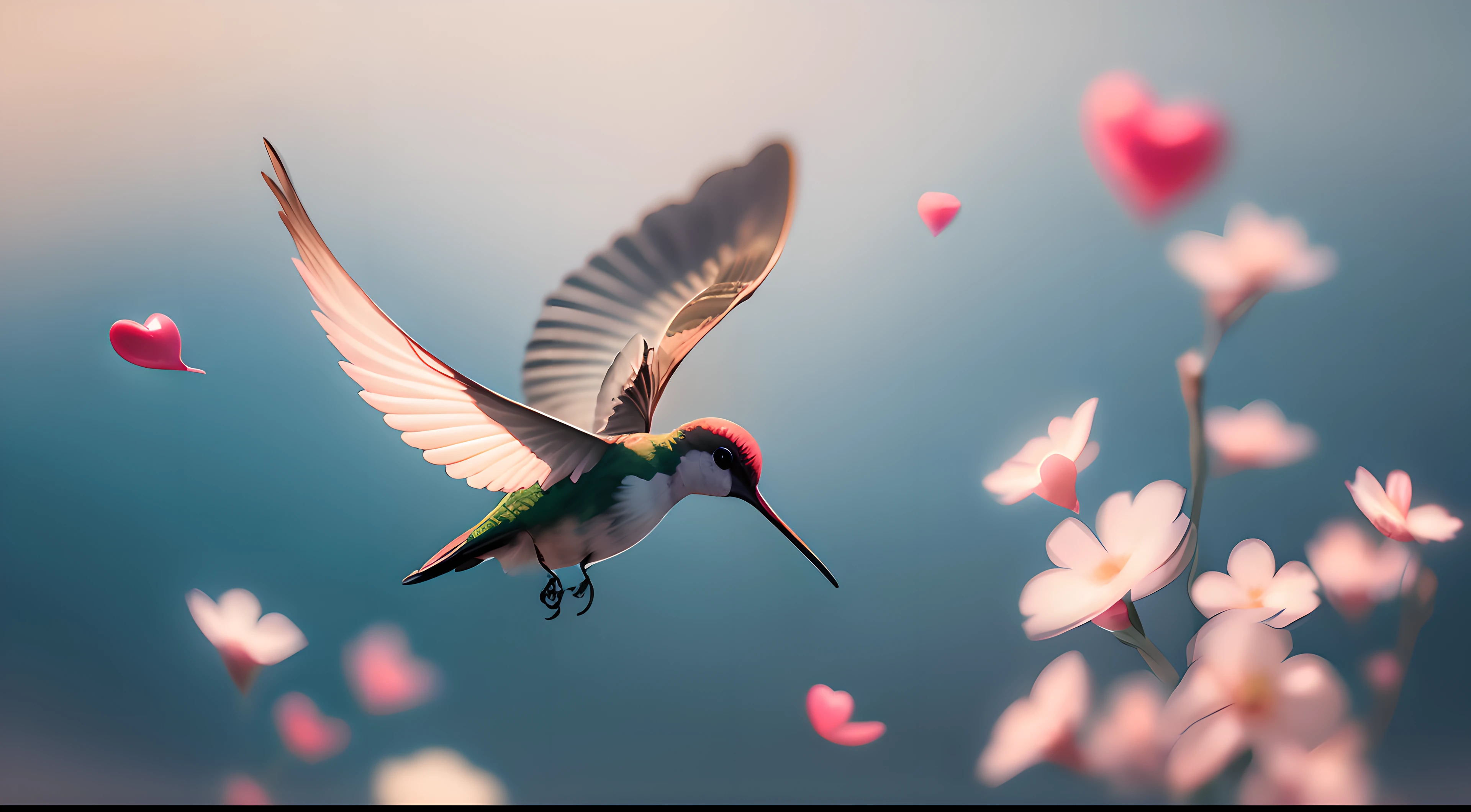 " a hummingbird flying gracefully in a red heart with white wings 🕊️ " 🦜