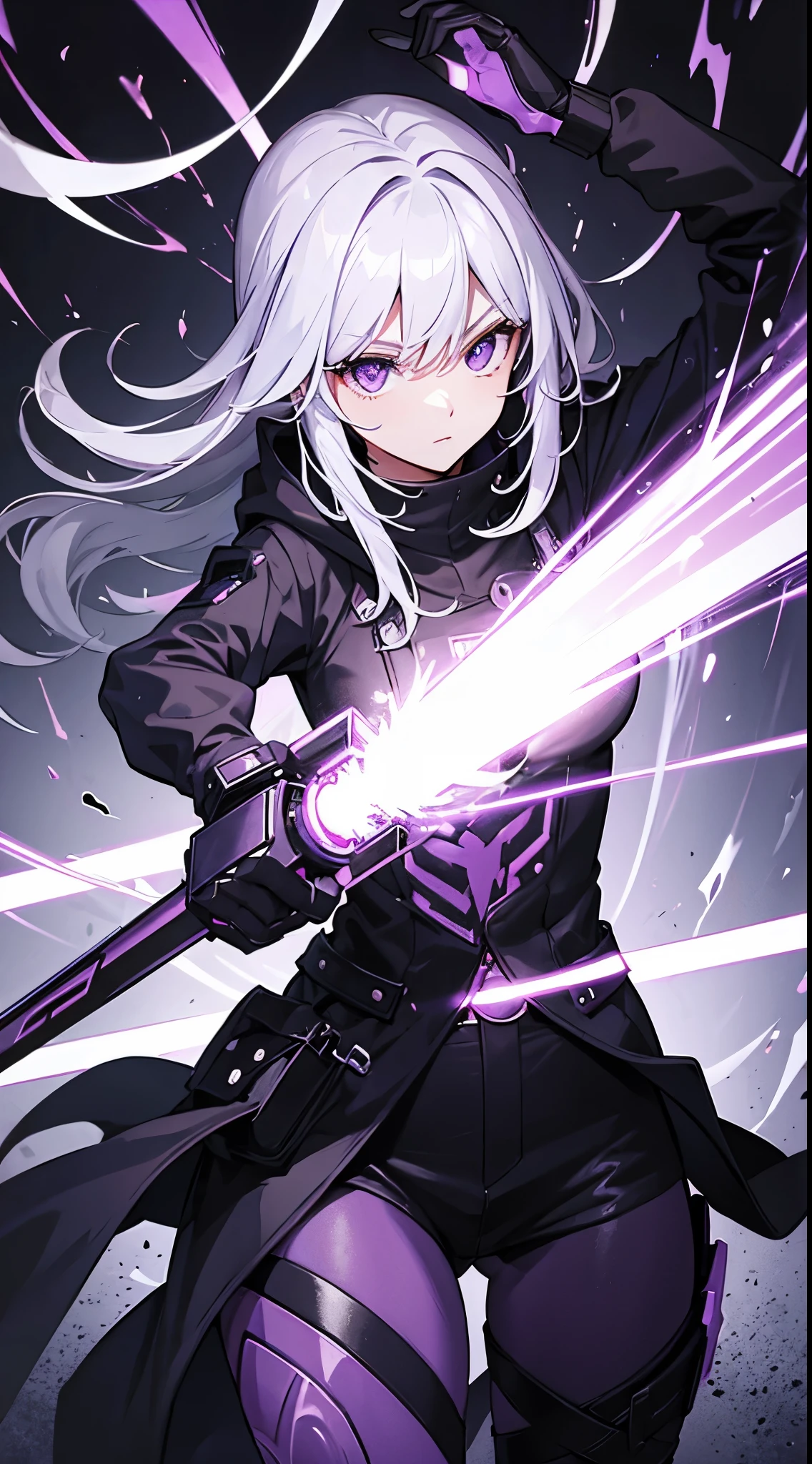 Cool image of a hero dressed in black wielding purple lightning