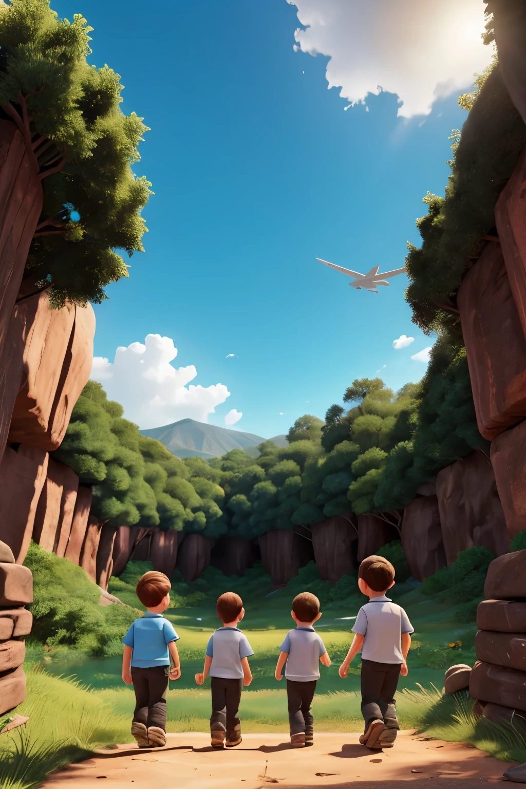 3 boys and 1 girl adventuring