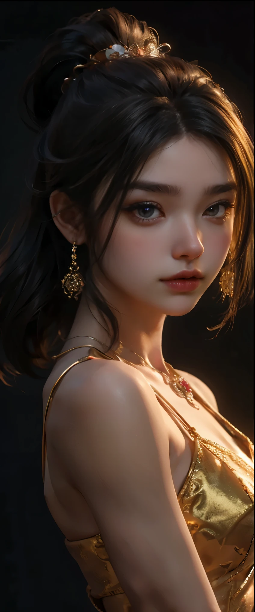 best quality, masterpiece, highres, 1girl,china dress,hair ornament,necklace, jewelry,Beautiful face,upon_body, tyndall effect,photorealistic, dark studio, rim lighting, two tone lighting,(high detailed skin:1.2), 8k uhd, dslr, soft lighting, high quality, volumetric lighting, candid, Photograph, high resolution, 4k, 8k, Bokeh,