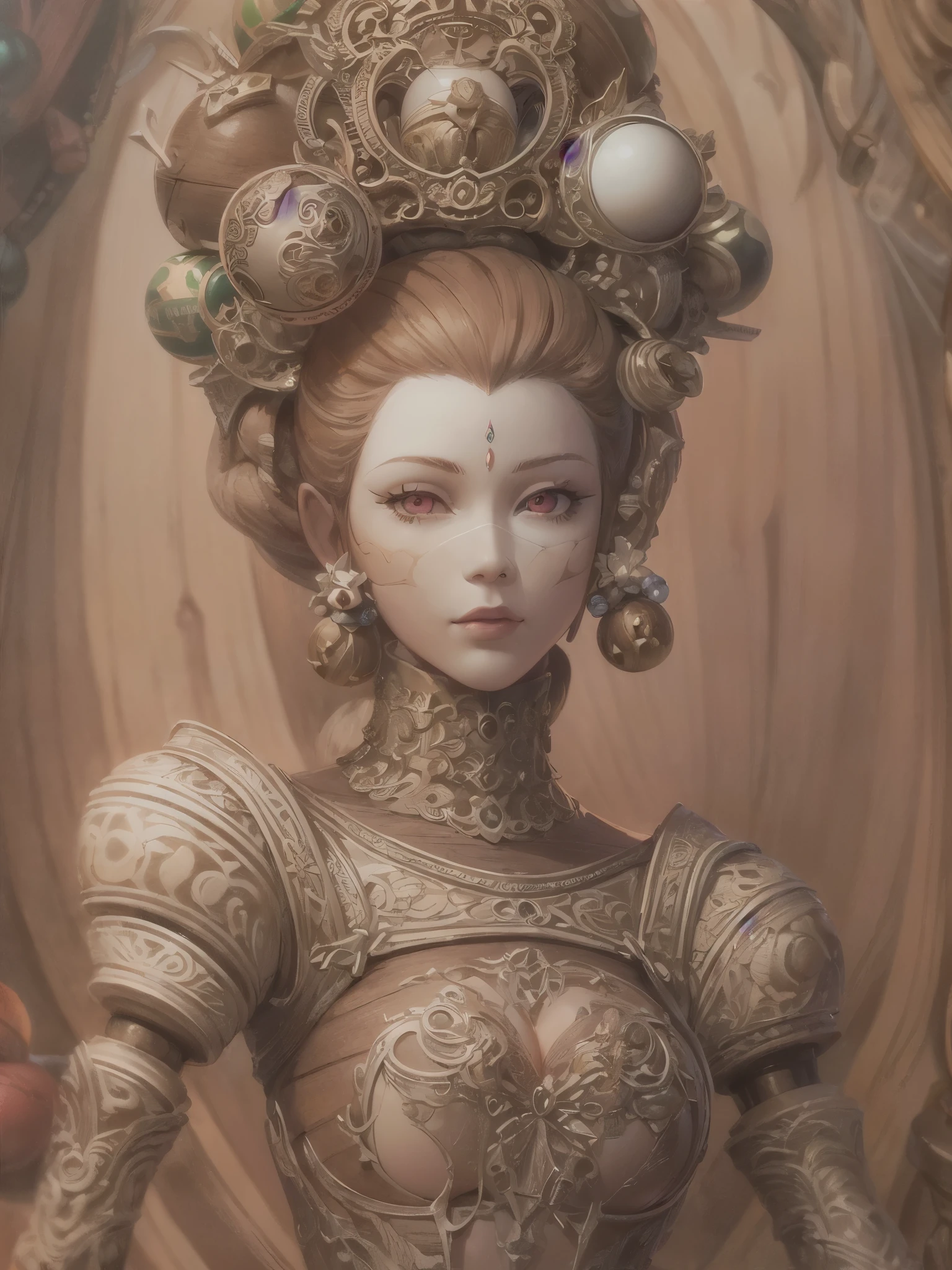 ((highest quality)),(ultra high resolution),(Super detailed),(detailed description),((best CG)),(best work of art),super precision art,amazing drawing art,(Fantasy art with precise details:1.5), (Female Wooden Doll:1.7),(Wooden body:1.6),(glamorous body:1.4),(ball joint:1.6)
