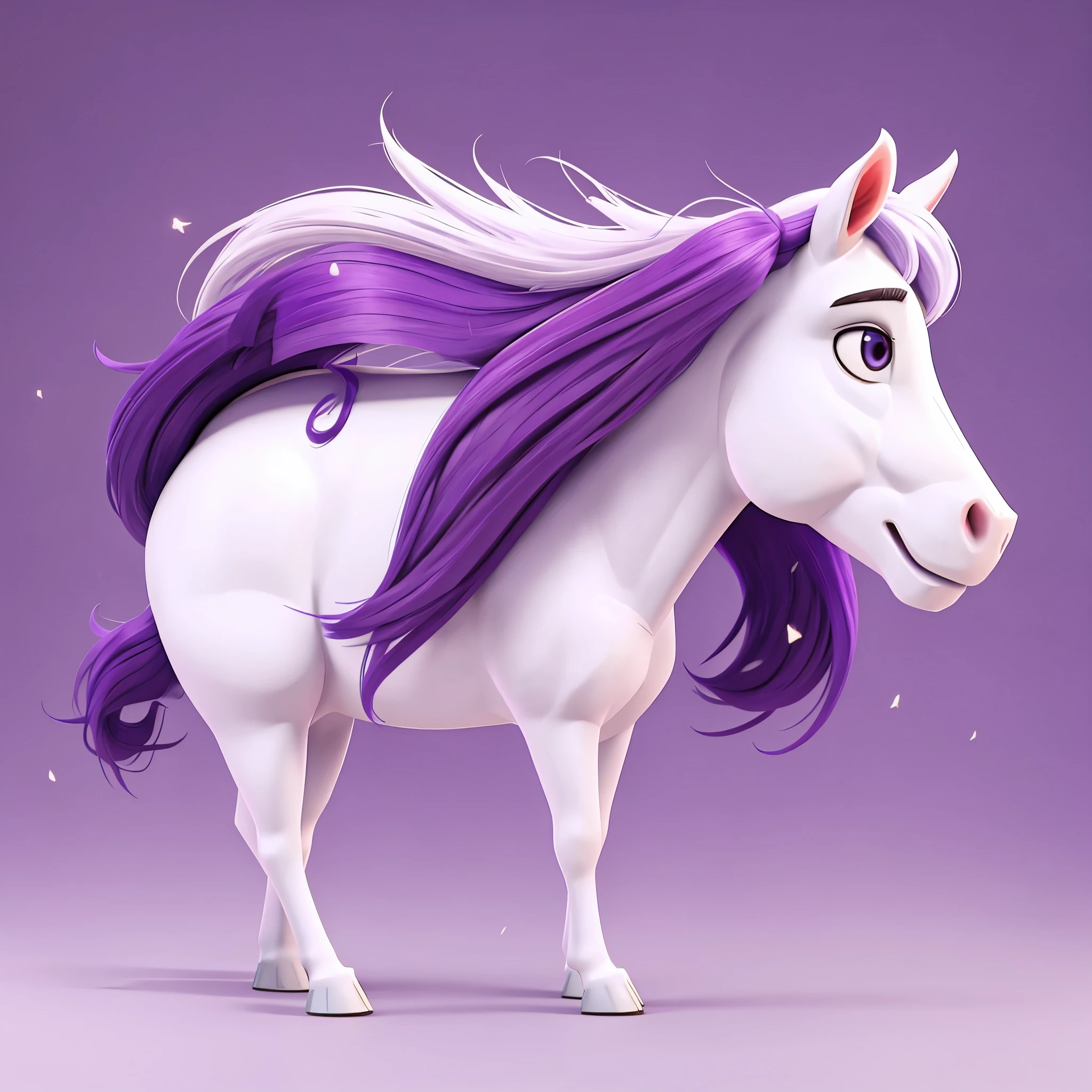 make picture of an anime majestic white horse with shades of rich purple colors on the ends or edges of the tail hair, the middle of the picture must have the word KONANTO written in bold calligraphy, the background of the picture must have the color Reflex Blue