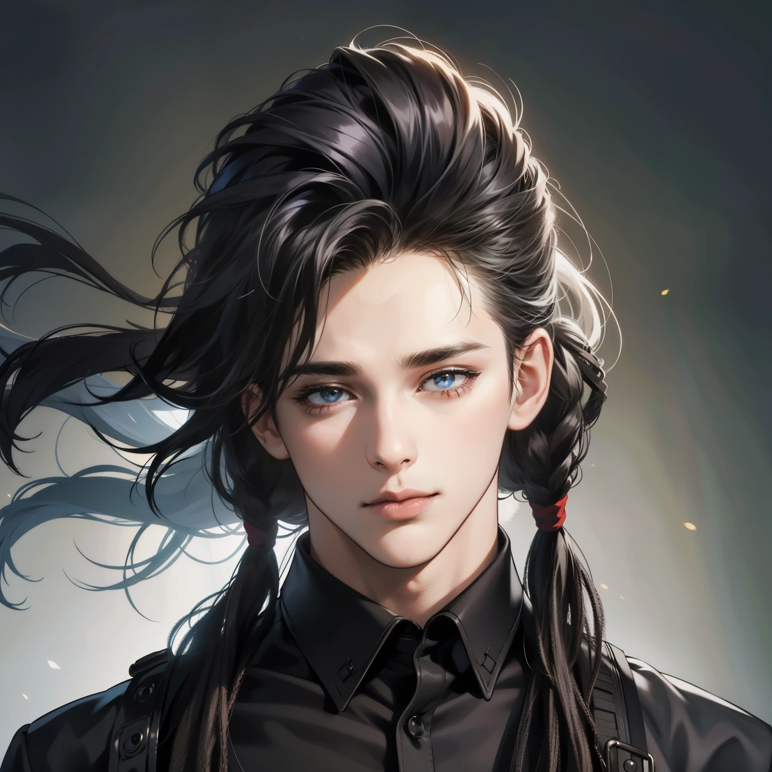 Masterpiece, high quality, best quality, 3D HD, realistic, face zoom, detailed body, 1 man, Dreadlocks hairstyle, black shirt