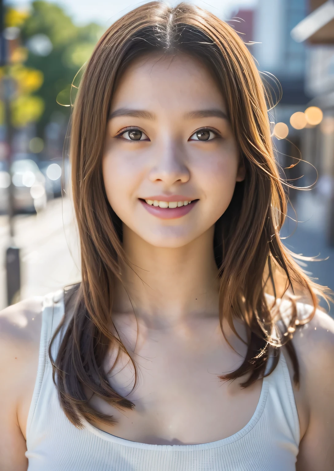 NSFW,,(highest quality:1.2), ,{In 8K, {Raw photo},{upper body portrait},, , {White tight tank top}, {{amazing beautiful girl:smile:18-year-old,(double big eyes,),,
Transparent air,face light, professional lighting, cinematic lighting, , background bokeh