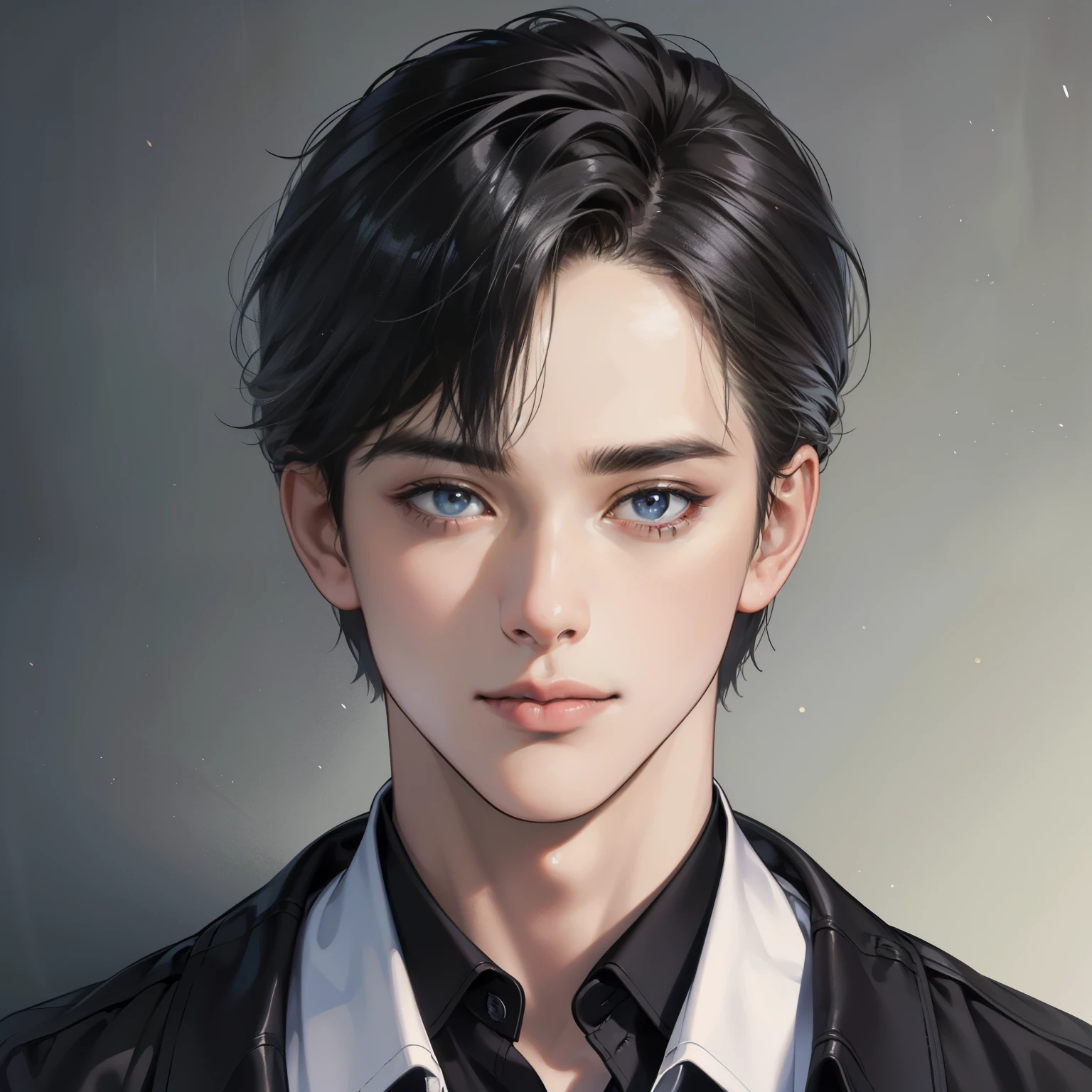 Masterpiece, high quality, best quality, 3D HD, realistic, face zoom, 1 Man, korea hairstyle, black shirt
