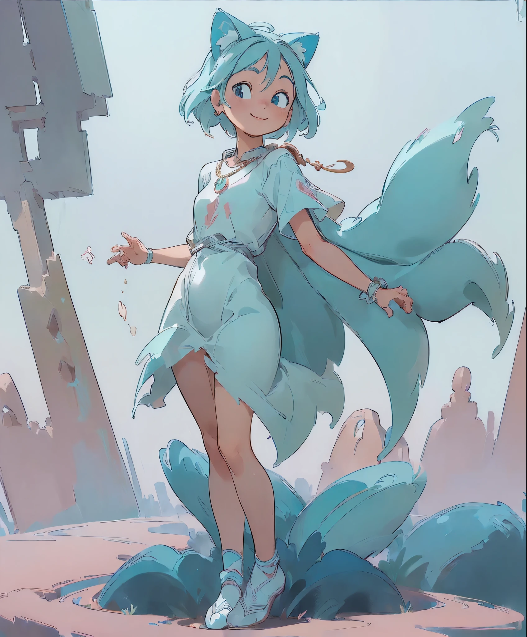 (masterpiece、highest quality、highest quality、official art、beautiful beautiful:1.2)、(1 girl:1.3)Hatsune Miku、twin tails,big breasts,((Cat ears on the head:1.5)), (number々の賞を受賞したmasterpiece, incredibly detailed, It has texture、maximum detail), (Full body standing image:1.9), (surreal:1.4), (Amazing anatomically perfect and beautiful style:1.9), highest qualityの本物の質感の肌, (Accurate, complete circle, symmetrical eyes), detailed face, ((medieval world)), ((Sylphid, sky wind spirit)), (Elegant dresses that dance in the wind are exquisitely finished down to the last detail..(A smile of liberated joy appears on her lips:1.8), (Clear eyes full of joy:1.5), (Full body standing image:1.9), (Let&#39;s use the magic of graceful wind:1.7), (A pure and elegant image:1.6), (swirling windと雲海を背景に:1.5), (dramatic light), (grow (her expression is soft and beautiful.), (great scene), (dramatic light), (wonderful light), (her face is soft and beautiful)(her expression is soft and beautiful.), (her expression is soft and beautiful.), (her expression is soft and beautiful.), (her expression is soft and beautiful.)(dramatic photos:1.4), (dramatic pose), ((elegant flying pose)), (blue hair), (platinum blonde hair), (silver hair), (chestnut hair), short cut hair, ((look up)), (((look down))), (around her neck, simple, Finely crafted ancient necklace. :1.3))), (An aura that envelops a shining body:1.6))), (swirling wind:1.4))), old ruins with vegetation, great temple, Cathedral, temple ruins, temple away from temple, (Shining magic circle)), ancient castle ruins, desolate ruins, crumbling ruins, Ancient ruins with clear water flowing through it, holy light, (Shining magic circle))great realistic (HDR:1.5), (calm colors:1.2), very detailed, cinematic, warm light, dramatic light, (intricate details:1.1), complex background, very detailed, surreal, intricate details, painting (artwork), ((masterpiece,highest quality)), ((cinematic Light))dark fantasy, faded, ((neutral color)), art, (art Station:1.5), light effect, (intricate details:1.1), complex background, (greg latkowski:0.8), (teal and orange:0.4))