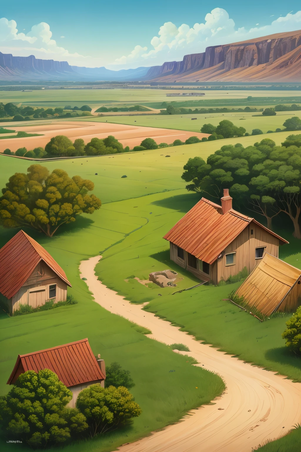  empty land in 1800 cartoon or illustrated 
