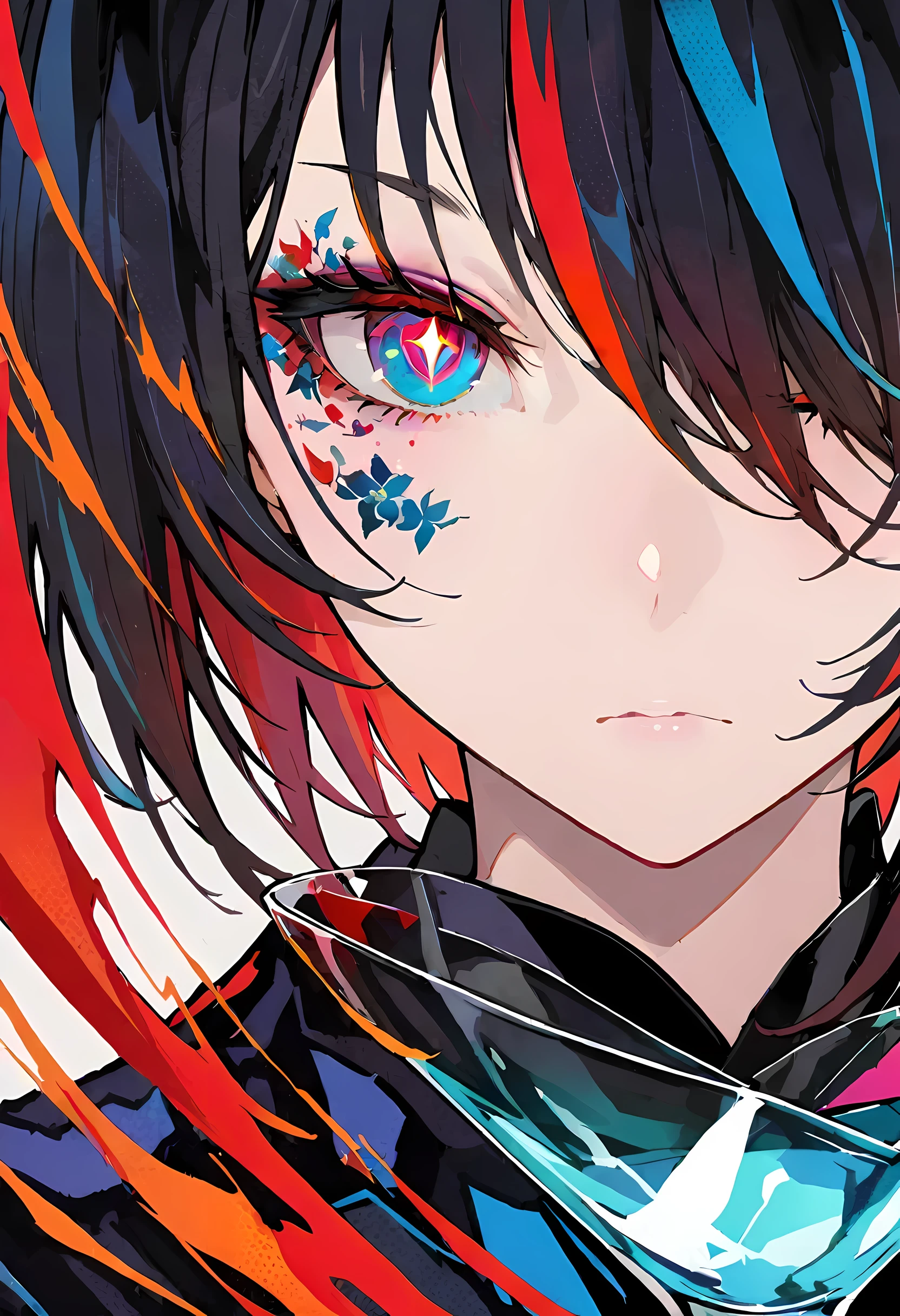 8K, dark_fantasy, delicate face, (Delicate glass pupils: 1.5), Standing full body portrait, One eye turned black, Redness in one eye, 1 person, mechanical marvel, exist