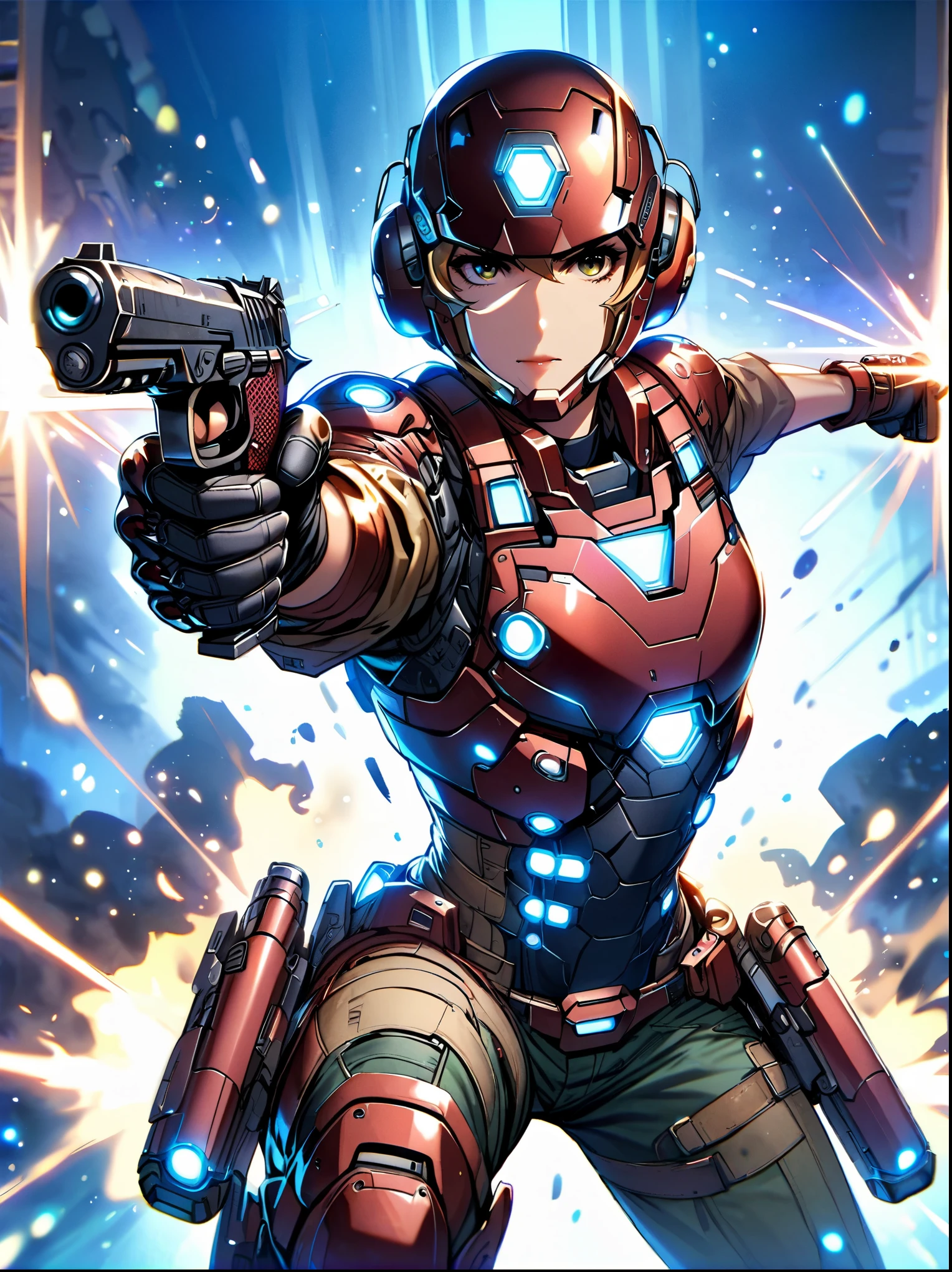 iron Man,Dual-wielding pistol,aim at you,emit laser