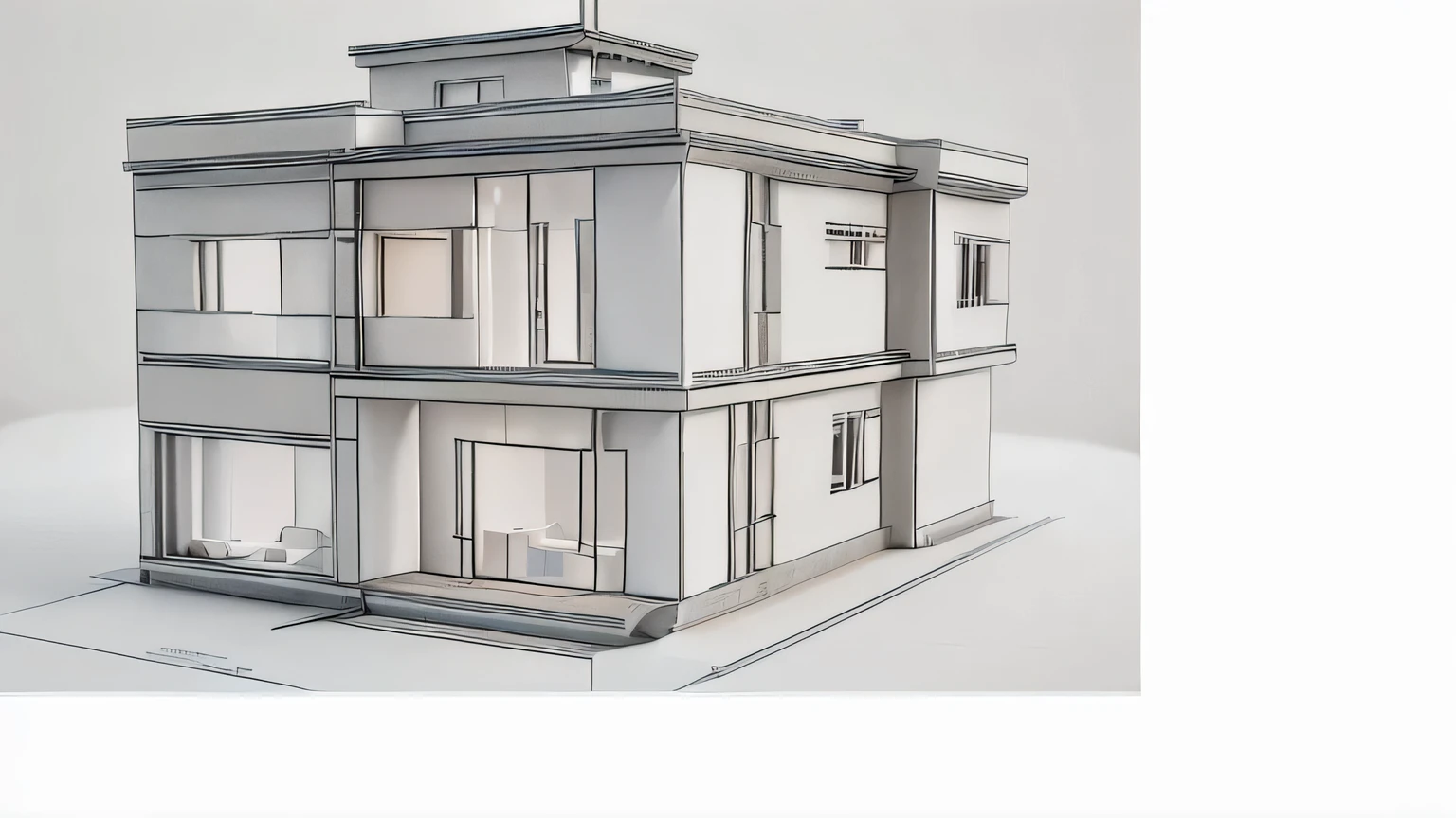 a close up of a drawing of a two story house, isometric view!!!!, complete house, 3 d perspective, inter dimensional villa, 3 d point perspective, with 3d render, with 3 d render, isometric perspective view, sketch - up, orthographic 3d rendering, perspective view, building facing, 3d architecture, low angle dimetric rendering