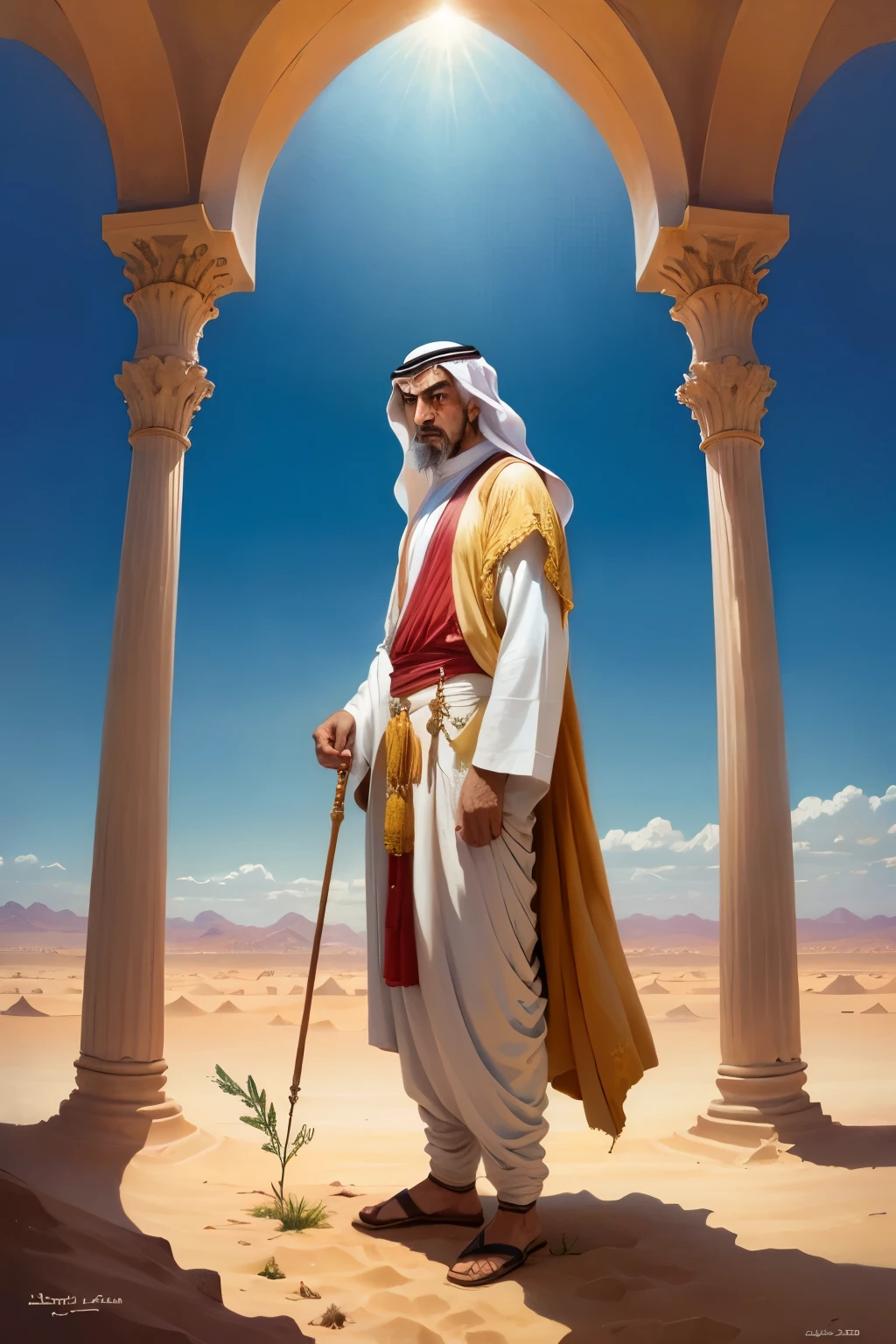 The Arabic man in 1800 year deserts side