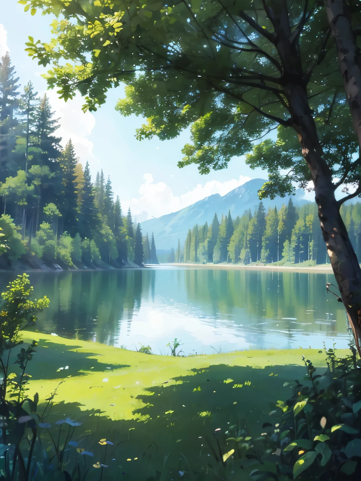 in the forest,mysterious,lake,shine,goblin,green