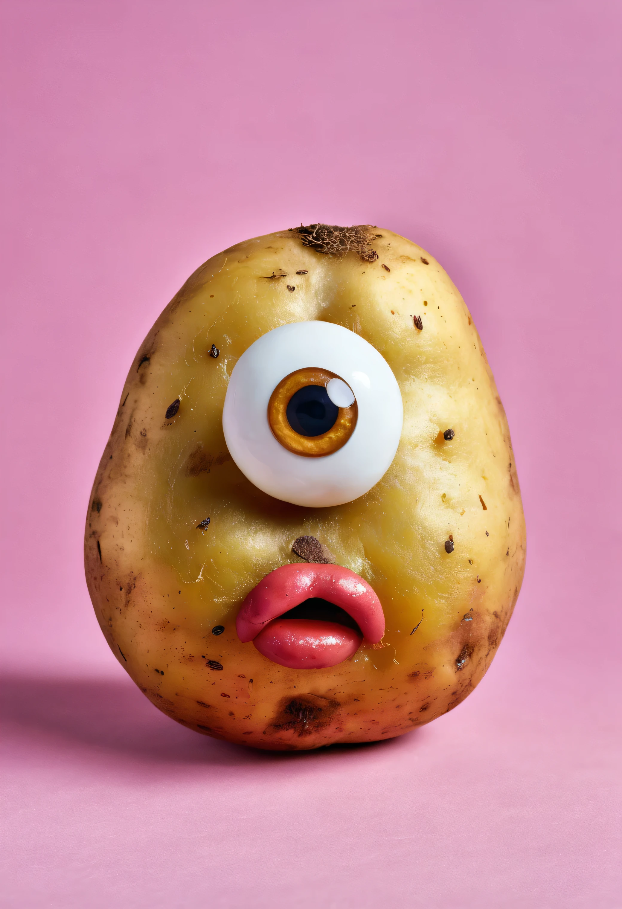 A potato with eyes and a mouth