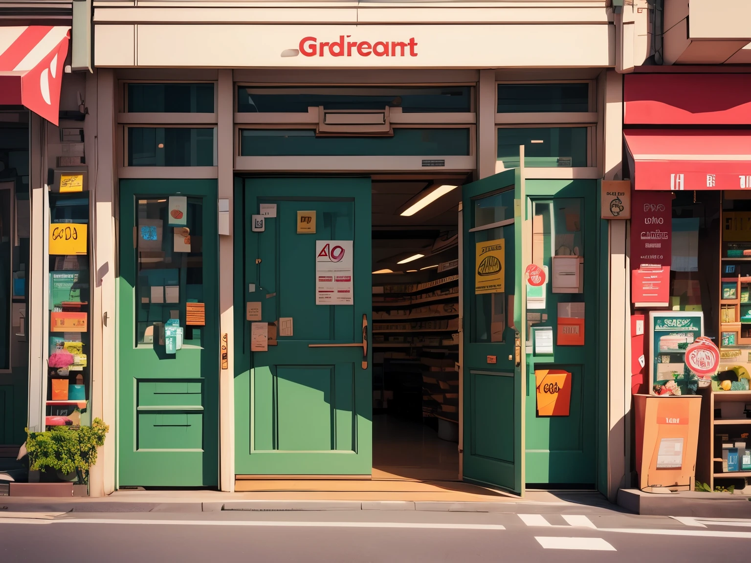 Department store supermarket door,There is no car in front of the door
