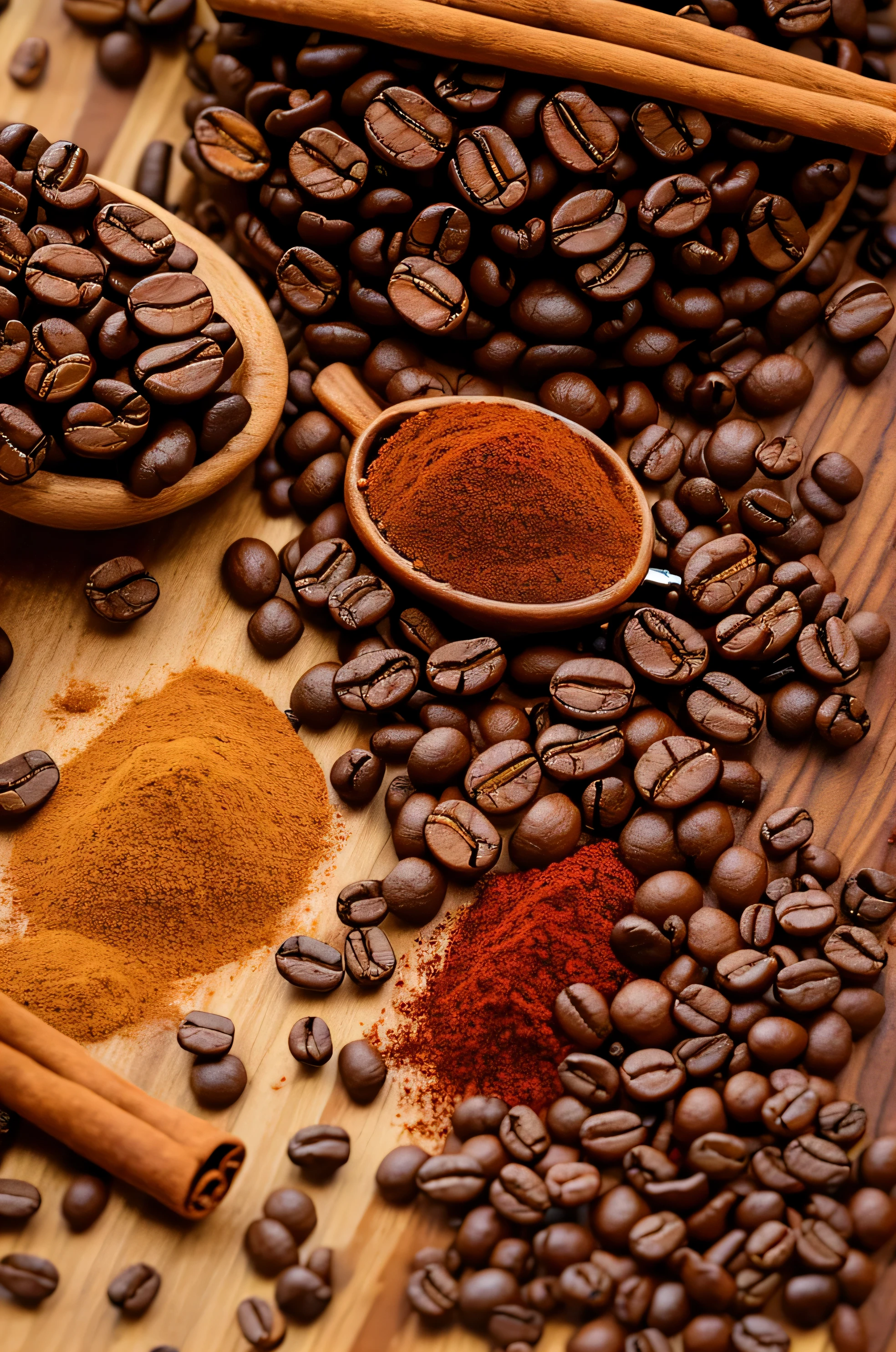 ((((Coffee beans)))) and (((spices))), zoom, cardamom and ((cinnamon))