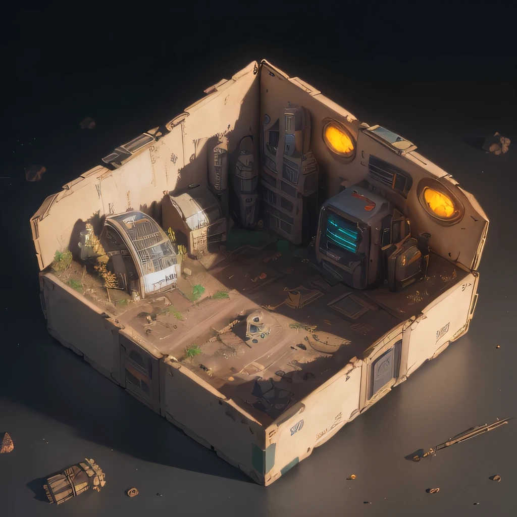 3598年Mars realistic model, (Bifurcation, original photo, best quality, masterpiece:1.4),Steampunk Cyberpunk 6820 City,(CyberpunkMars light:1.3), Mars (related to land),(in a small nature box:1.3),Isometric, small nature, landscape on foundation,landscape,