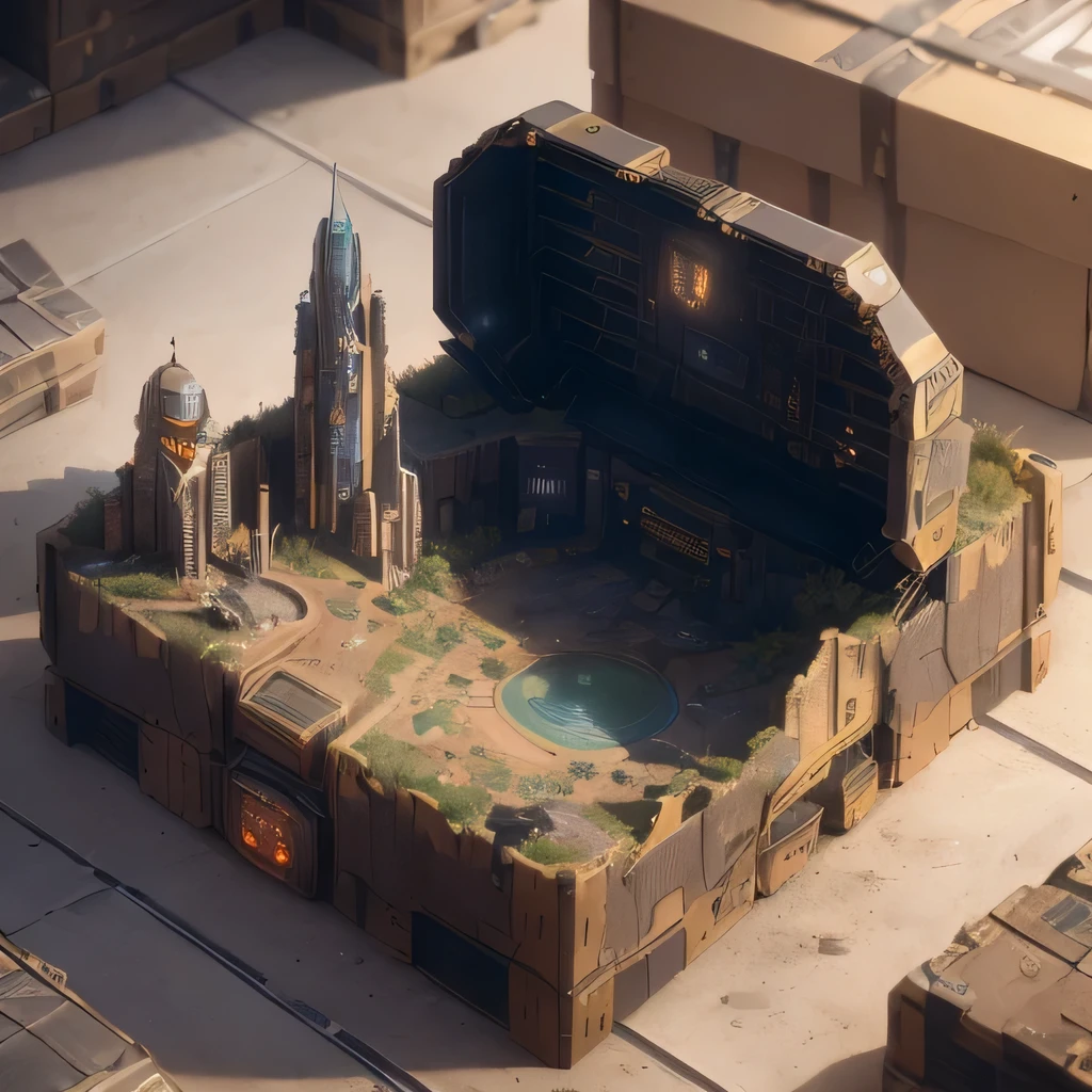 3598年Mars realistic model, (Bifurcation, original photo, best quality, masterpiece:1.4),Steampunk Cyberpunk 6820 City,(CyberpunkMars light:1.3), Mars (related to land),(in a small nature box:1.3),Isometric, small nature, landscape on foundation,landscape,