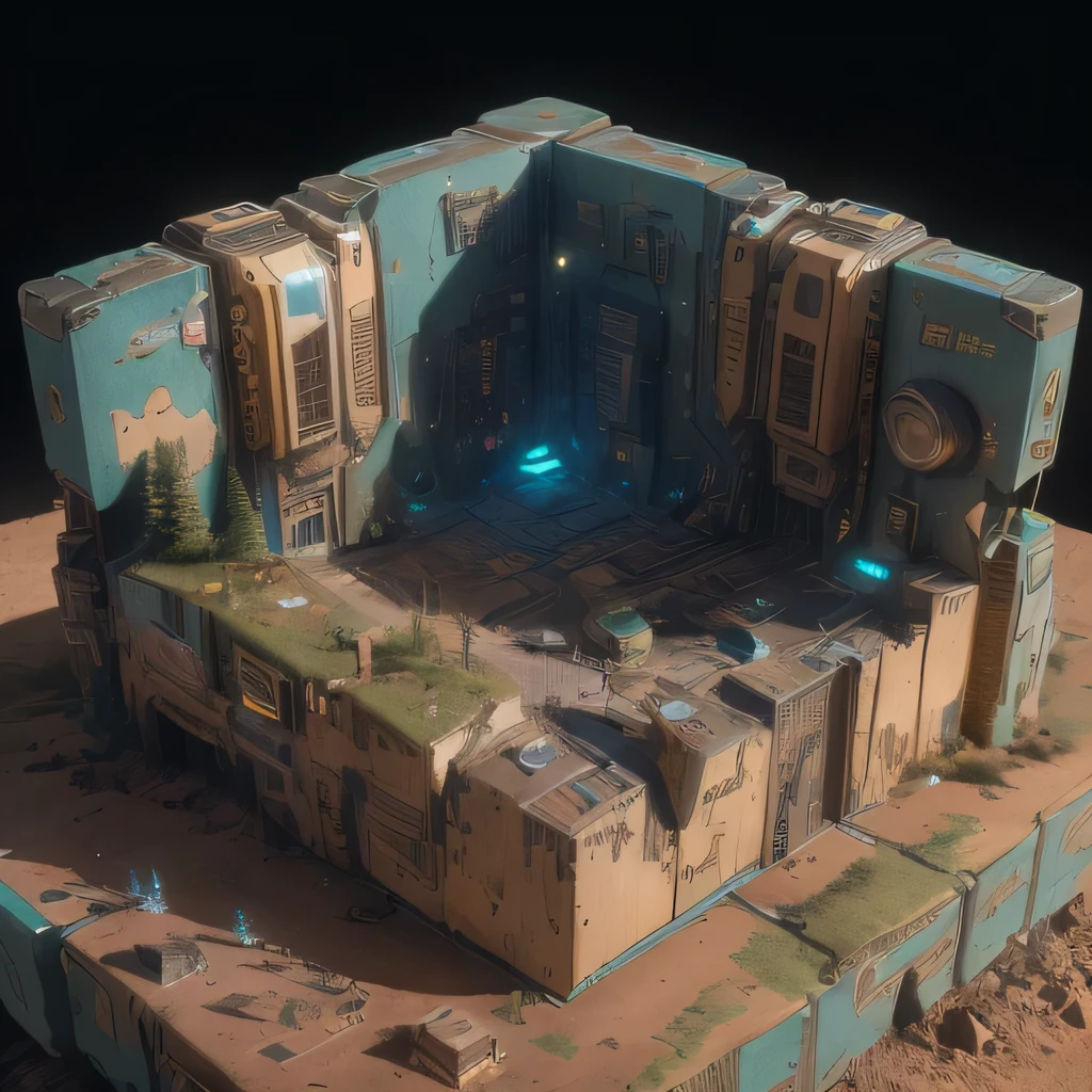 3598年Mars realistic model, (Bifurcation, original photo, best quality, masterpiece:1.4),Steampunk Cyberpunk 6820 City,(CyberpunkMars light:1.3), Mars (related to land),(in a small nature box:1.3),Isometric, small nature, landscape on foundation,landscape,