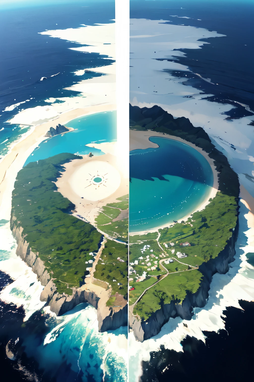 a country where in the center there is a force field like a magical barrier, and inside this force field there is an island surrounded by an ocean and this island is actually an entire very large country