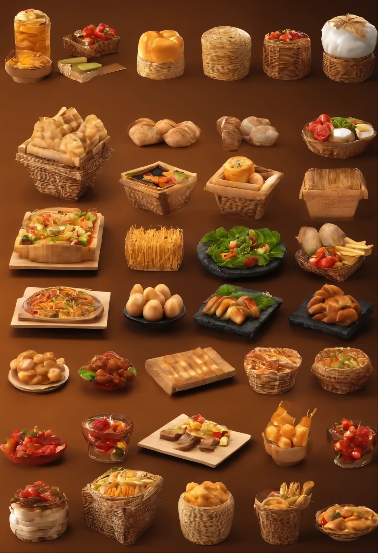 Restaurant Food package square shape 3d model made from straw