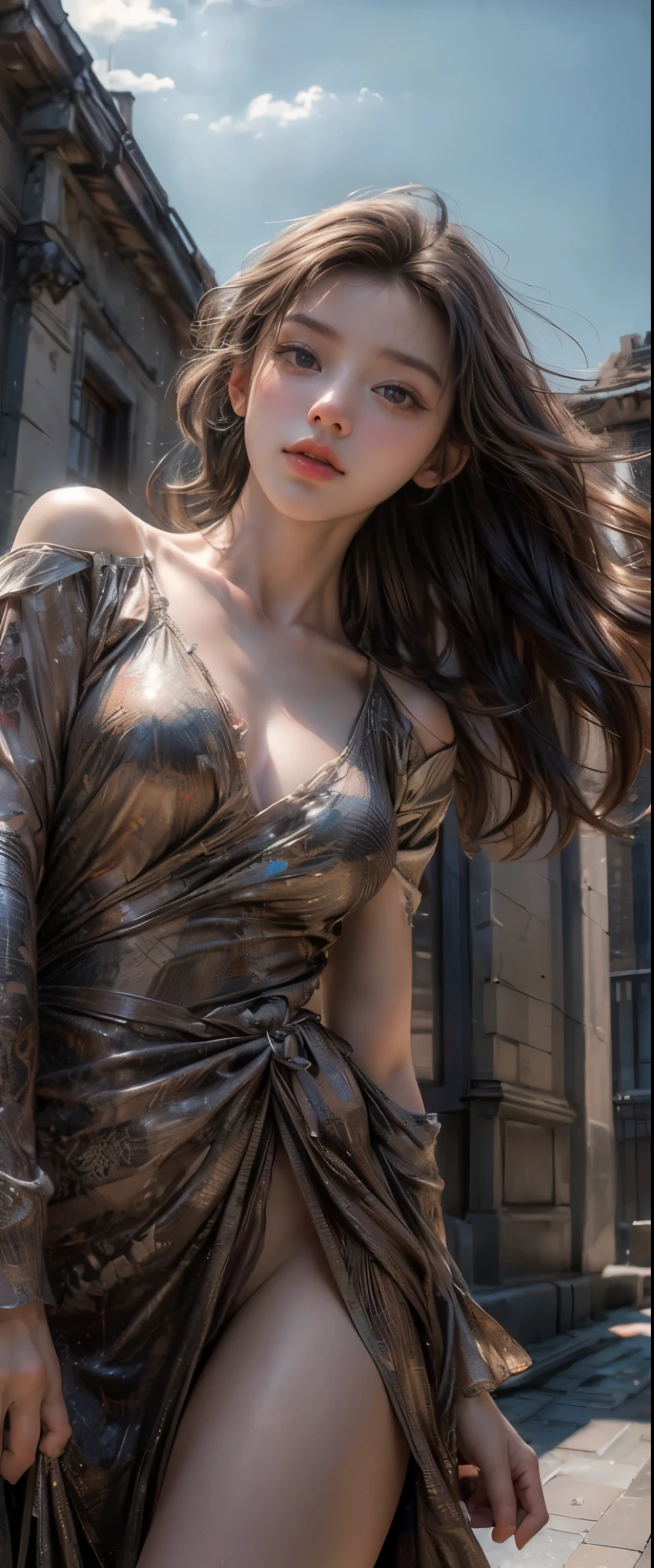 top-quality、masterpiece、超A high resolution、(Realistic:1.4)、Raw photo、1 -yeld gissmile、A sexy、large boob、lighting like a movie