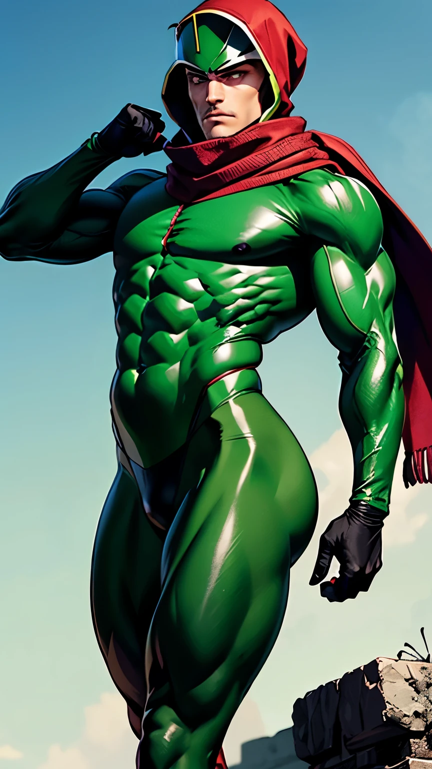 the superman character from marvel Green Slime, detailed background