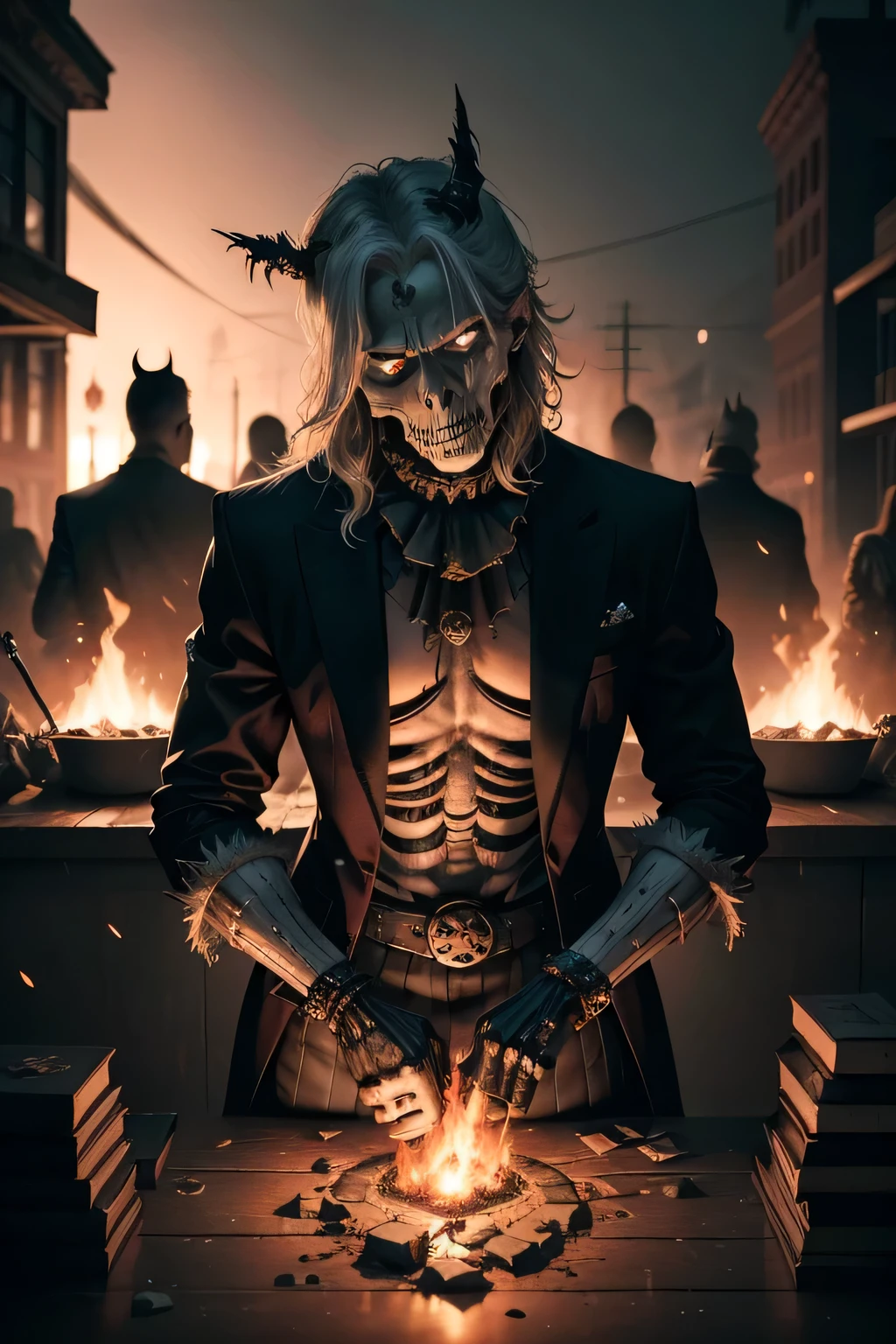 Skeleton King, His bony fingers tightly grasped the hilt of the ancient sword, Staring at his ruined kingdom with mad rage. The flow of time has been restricted within his realm, But he remains unyielding, His eyes are fixed on the passing seasons, Embodied by the Unusual King&#39;s Calendar.

Harley Quinn, gotham city crazy clown, Face the situation before you，she was speechless。. on her seventeenth birthday, A burst of chaotic flames erupted in the sky，Thirteen flames crackled，Devouring the ground。, Causing people around to scatter