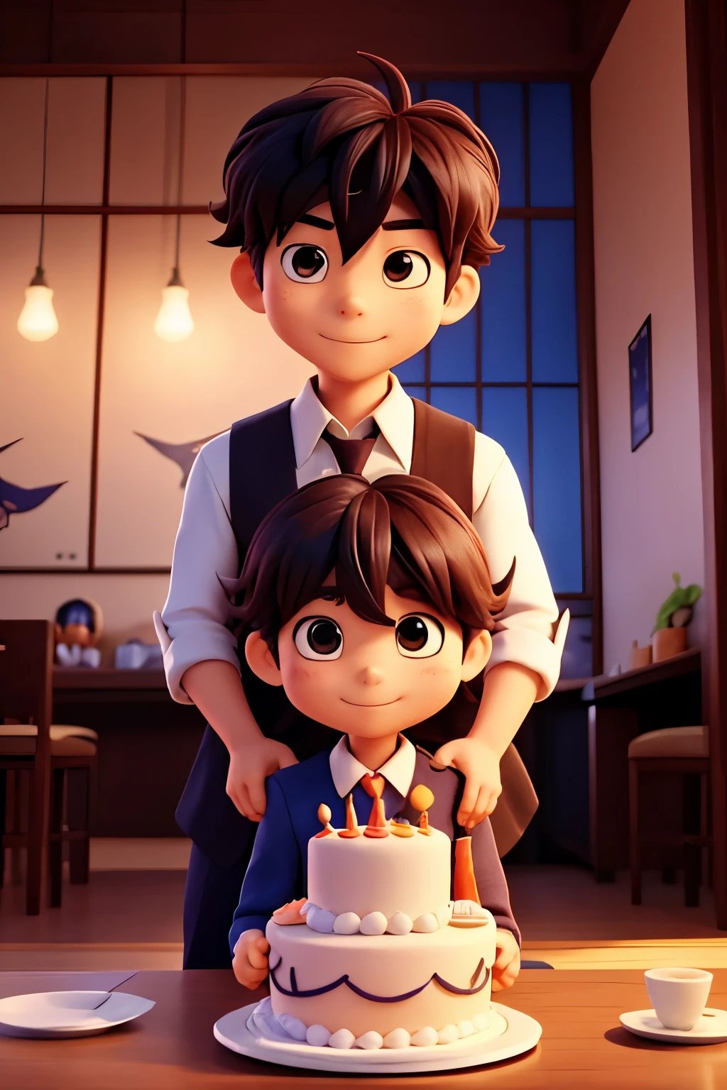  satoru gojo and ryomen sukuna holding a birthday cake 