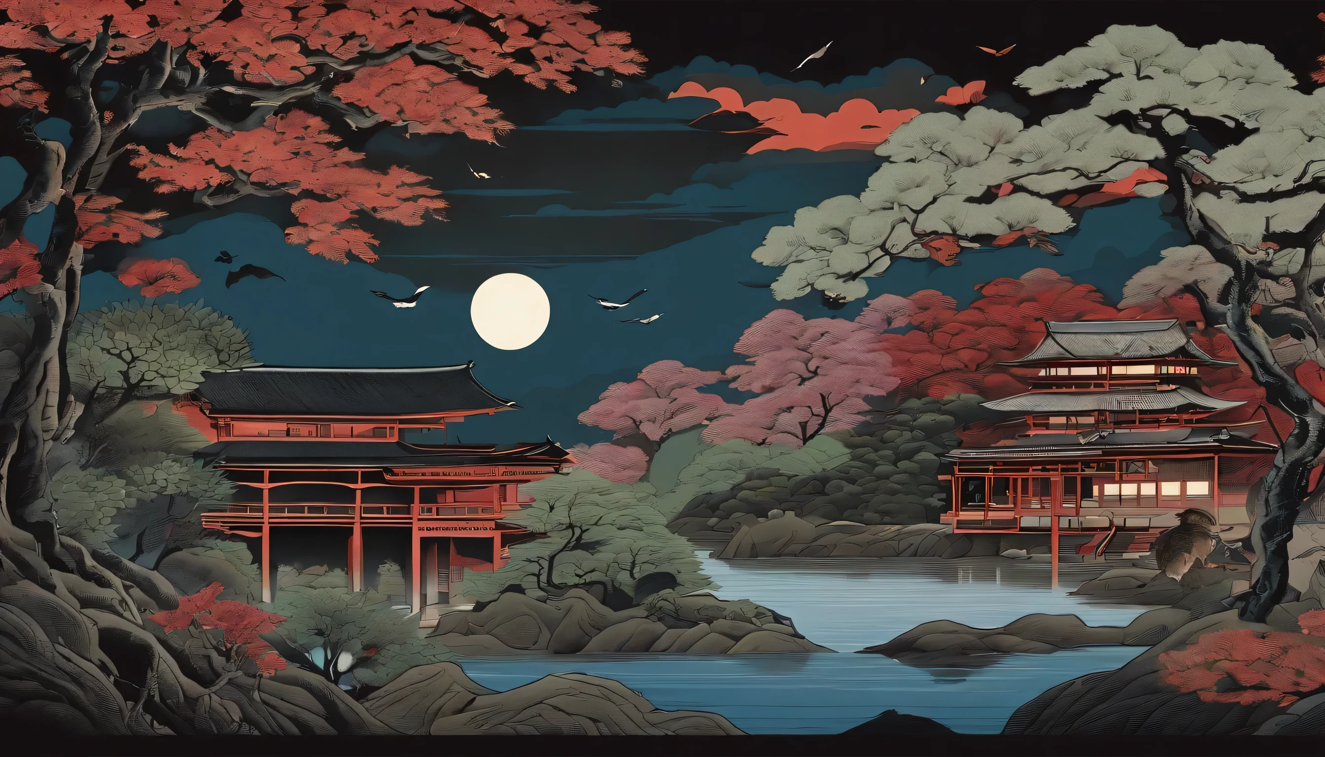 Japanese horror drawing,All kinds of yokai,Heian-kyo,Hyakki Night Line,Ukiyo-e