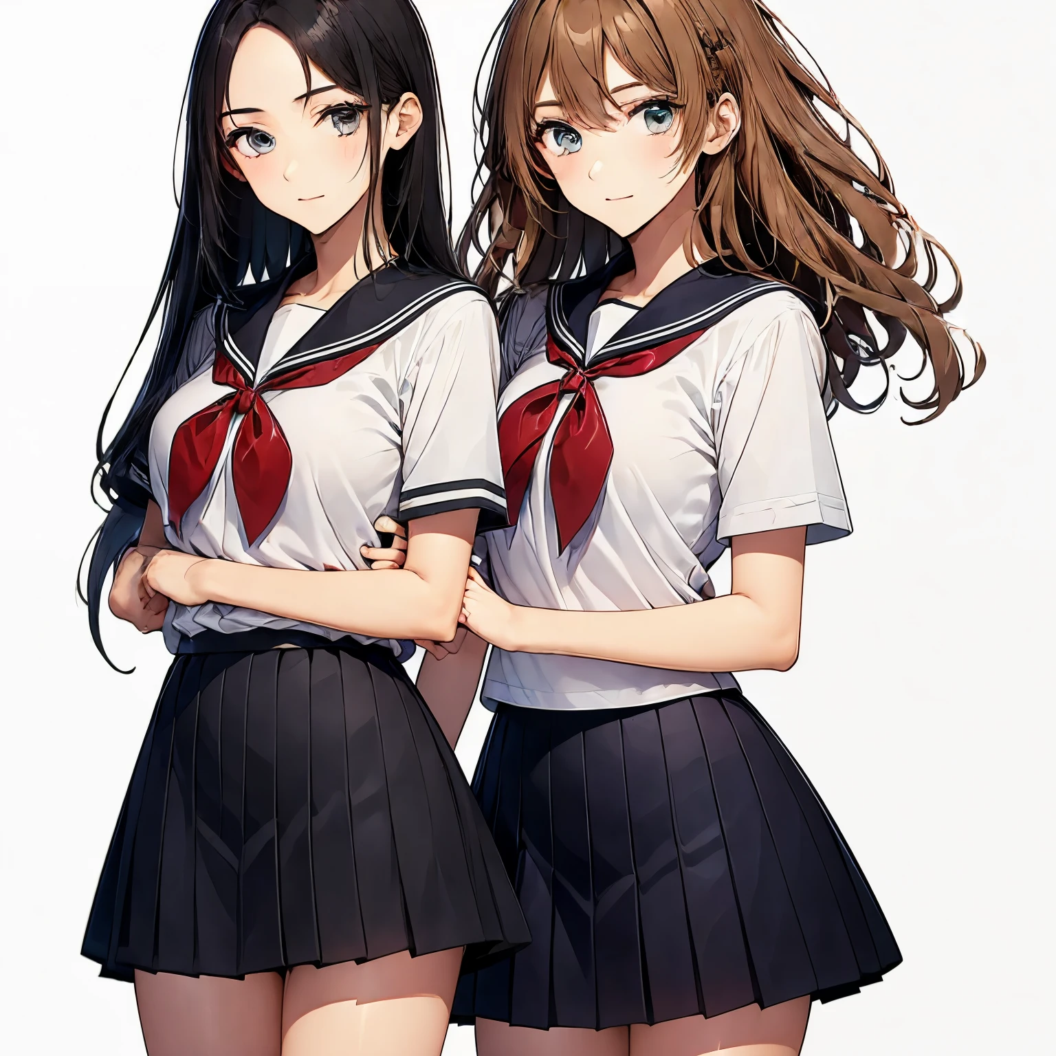 Two high school girls hugging each other