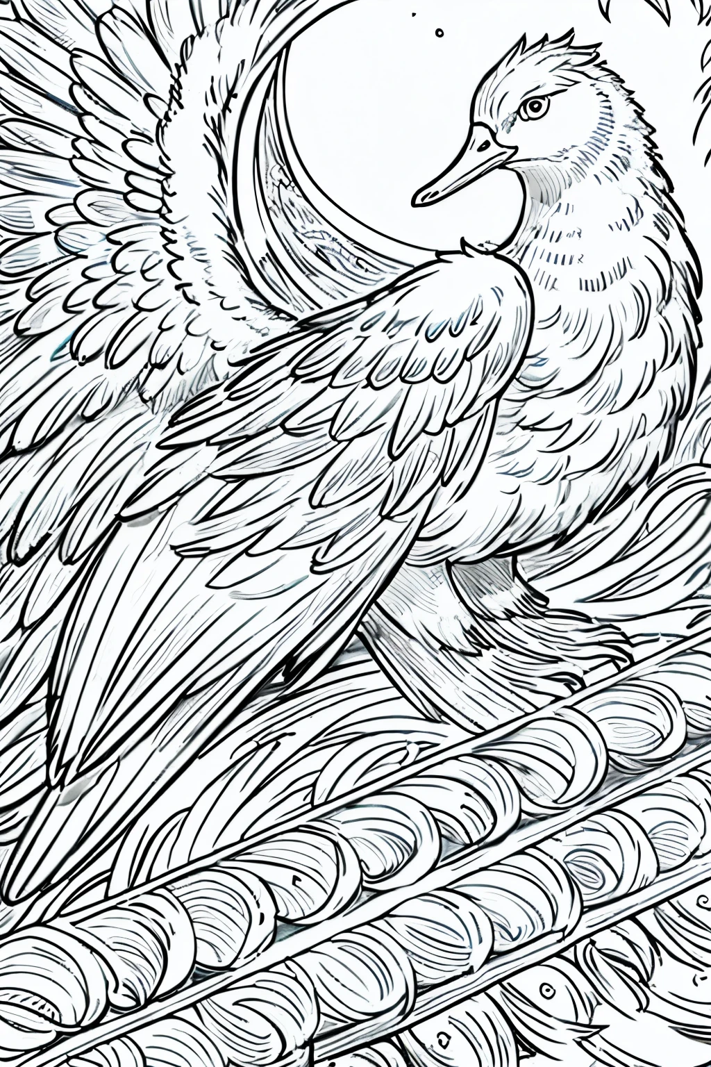 In this meticulously crafted line art coloring page, a collection of highly detailed illustrations of ducks comes to life. Each feather is intricately rendered with precise lines, showcasing the beauty and grace of these majestic waterfowl. The beaks, wings, and quack-filled expressions are all carefully drawn, inviting artists to add their own vibrant colors and bring these ducks to life. Delve into the captivating world of these intricately detailed waterbirds and let your creativity soar. --auto --s2