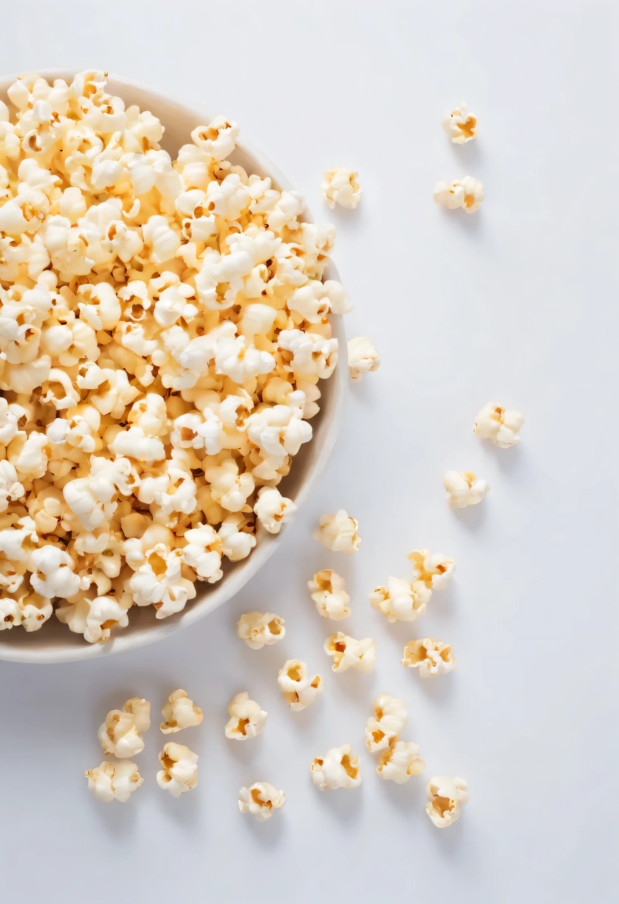 popcorn, white background, food photography, magazine photo