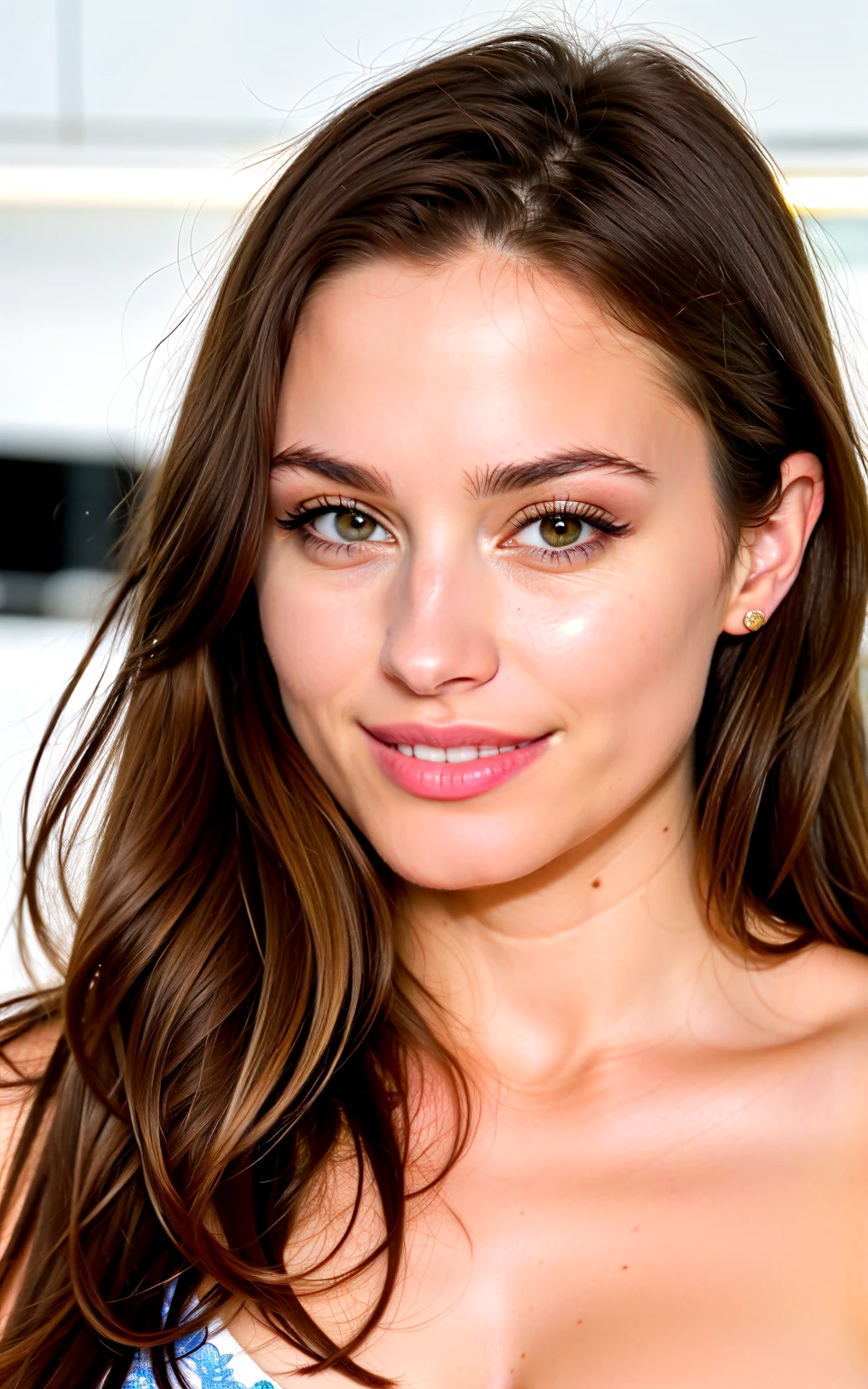 jolie belle brune, porte un pyjama entier ,Tout le corps, Angle parfait, Very detailed, 32 ans, visage affectueux, long messy hair, yeux marrons, high resolution, chef-d&#39;artwork, best quality,intricate details, Very detailed,sharpness, Detailed skin,Realistic skin texture,texture, detailed eyes, professionnel, 4k, sourire, shot with Canon, 85mm,faible profondeur de champ,couleur de vision kodak,  eye shadow, extremely detailed, photo_\(ultra\), photoRealistic, Realistic, Post-traitement, maximum detail, roughness, vrai vie, ultra Realistic, photorealism, La photographie, 8k euh, La photographie, sans soutien-gorge, machines à sous