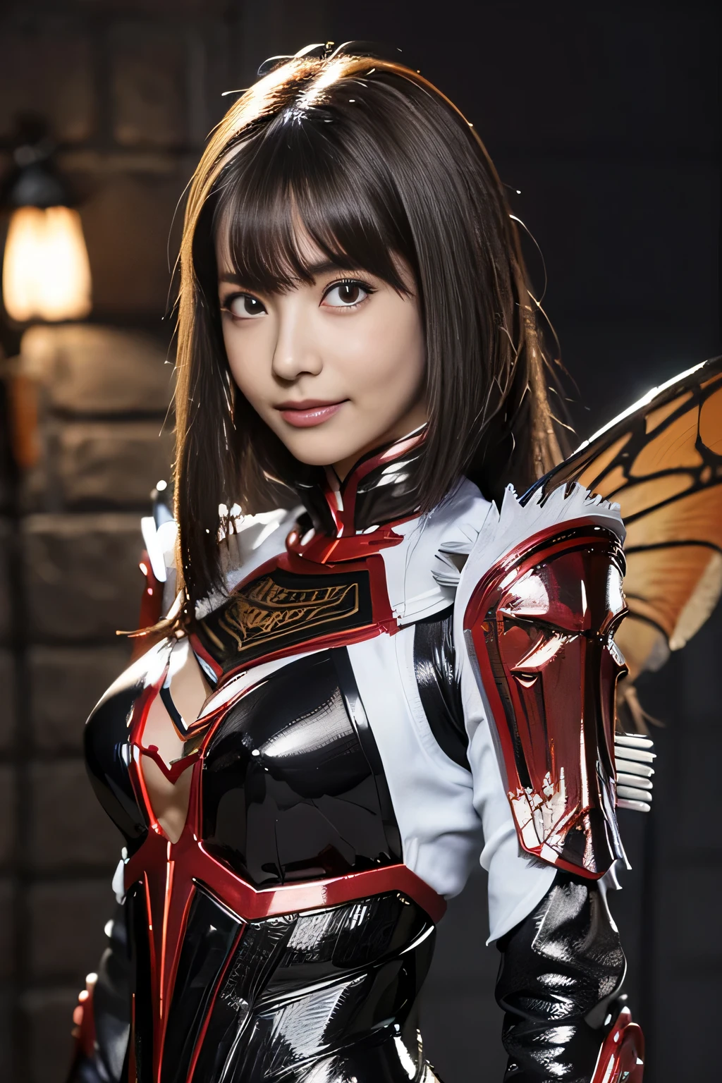 (High resolution,masterpiece,highest quality,Very detailed CG, anime, official art:1.4), realistic, photograph, amazing detail, everything is complicated, shiny and glossy,Amazing number of layers, 8K wallpaper, 3D, sketch, cute, figure,( alone:1.4), perfect female proportions,villain&#39;s daughter, (Fusion of dark brown cockroach and lady:1.4), (brown cockroach woman:1.2), (brown cockroach woman:1.2), (Fusion:1.2), (alone:1.4), (evil smile:1.2), muscular, abs, (Cockroach brown exoskeleton bio insect suit:1.4), (Cockroach brown exoskeleton bio insect armor:1.2), (brown transparent cockroach feathers:1.4), (Antennae of brown cockroaches:1.3),