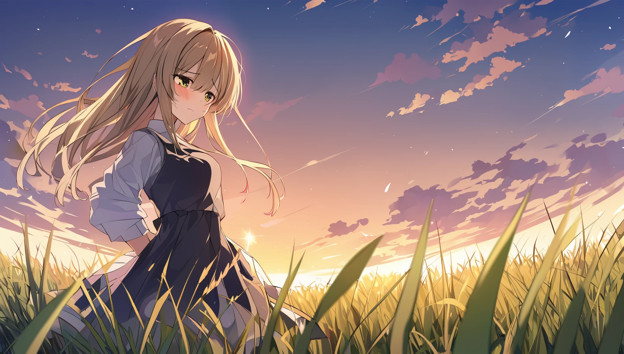 (grassland),((girl))，(jk)，girl在一颗大树下（cry）
