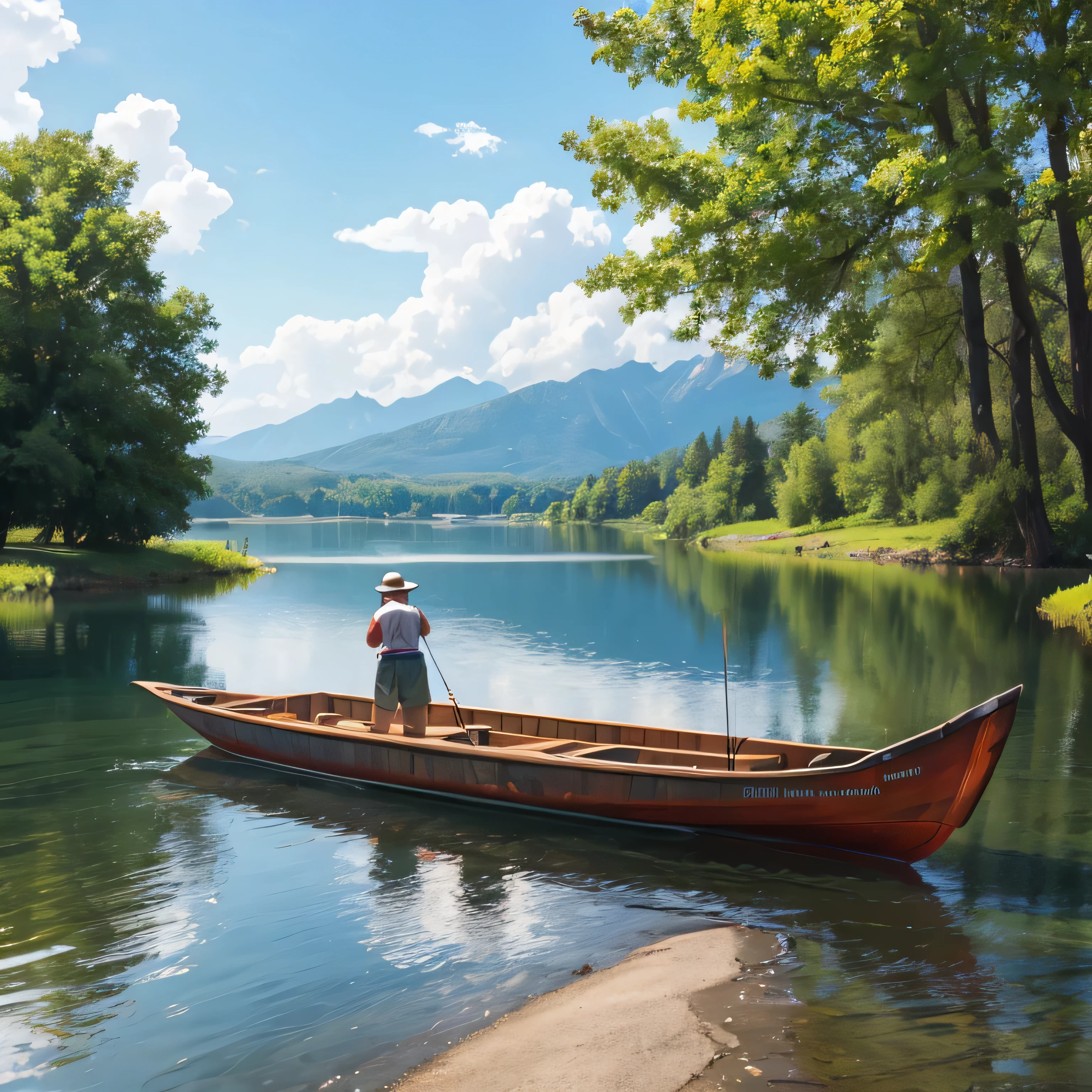 fishing, boat, lake