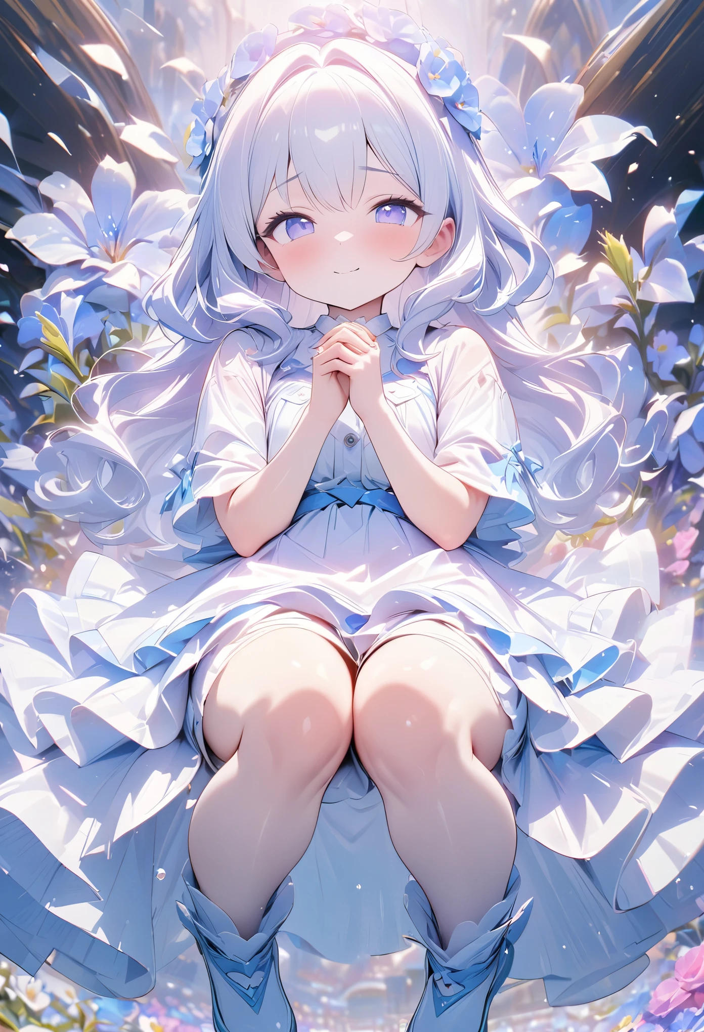 [tarot cards:1.4]，Symmetrical up and down，Daughter，Full body female love，Hands together，flowers bloom，（Very detailed:1.1），masterpiece，Super fine，best quality，8K