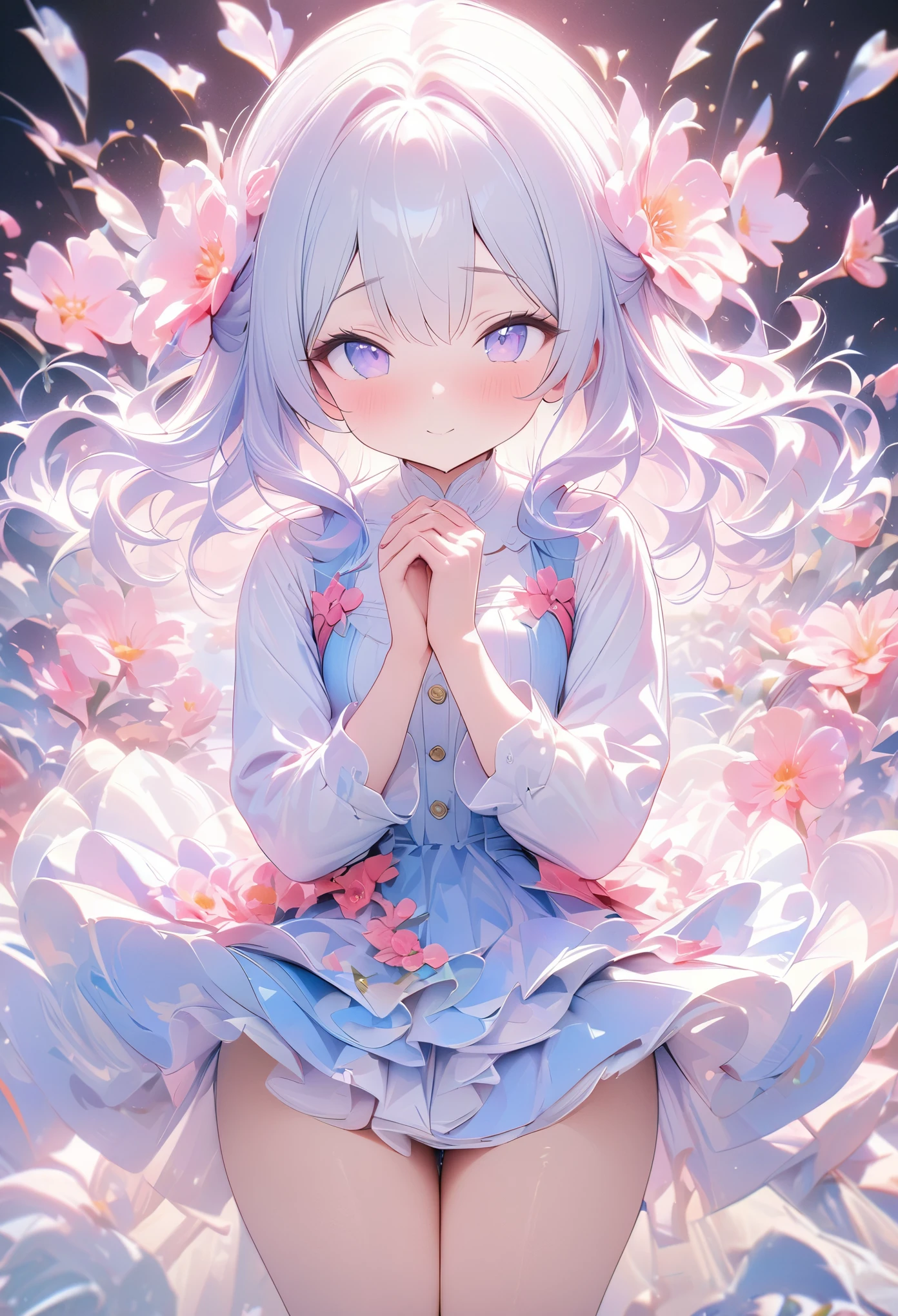 [tarot cards:1.4]，Symmetrical up and down，Daughter，Full body female love，Hands together，flowers bloom，（Very detailed:1.1），masterpiece，Super fine，best quality，8K