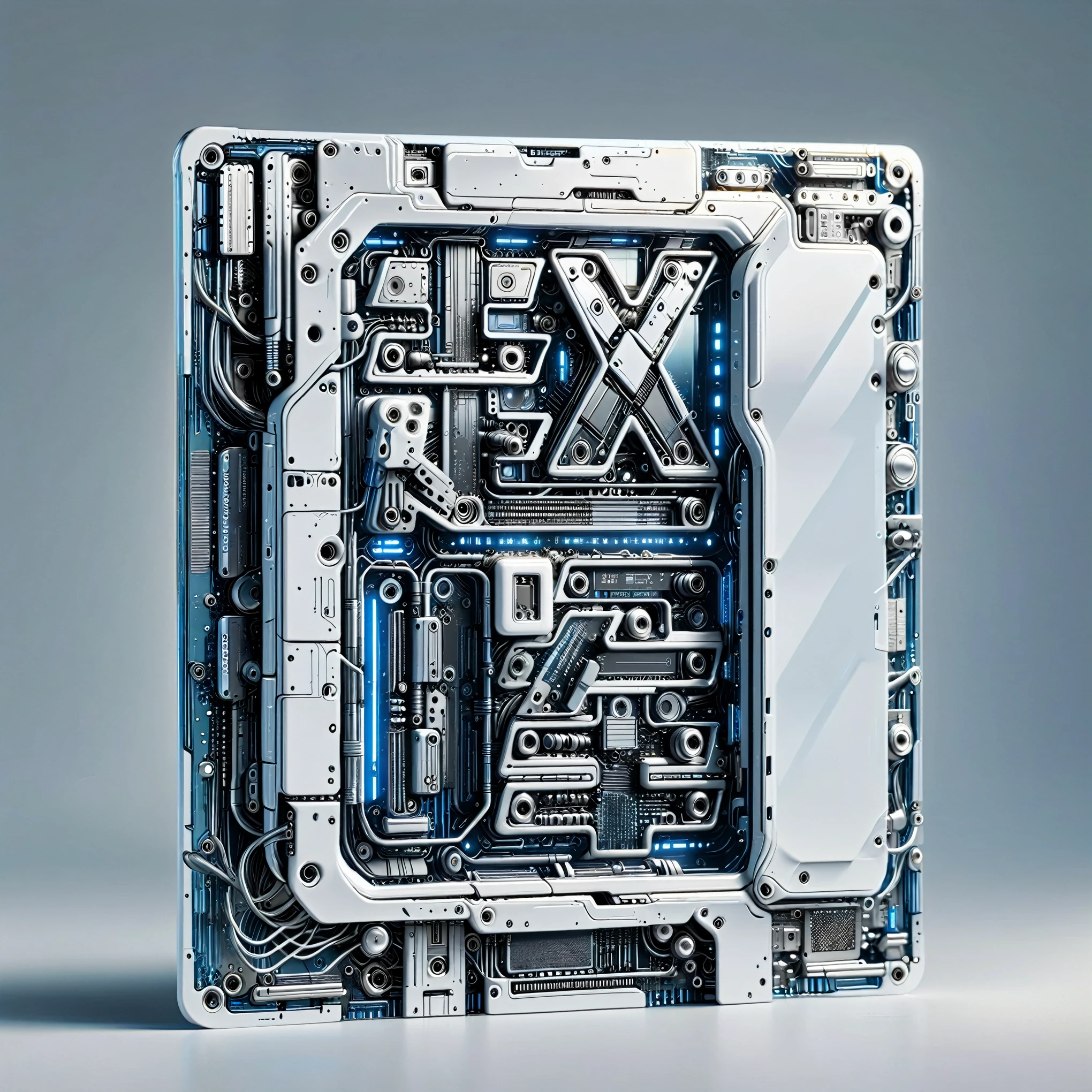 (Metal card:1.5), Digital Art，Cyberpunk，(White ceramic housing:1.5)，blue transparent glass，3D rendering，ray tracing，Reasonable structure，Complex internal structure,(Clear lines, High sharpness,best quality, masterpiece, 4K ),ais-mechdystopia