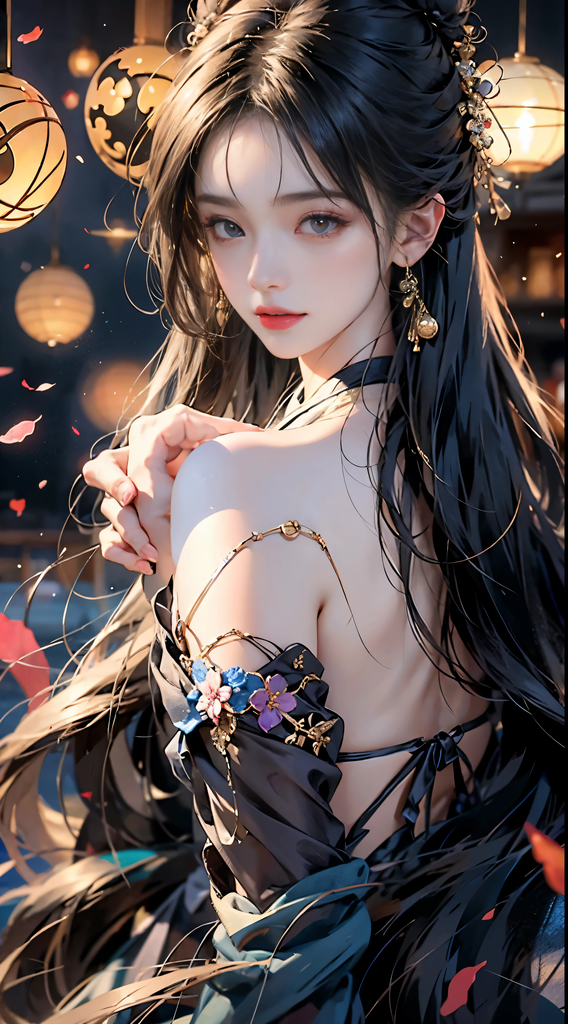 ((highest quality)),((excellent quality, 8K, masterpiece: 1.5)), The genitals are clean: 1.4, perfect body beauty: 1.4,  sexy hanfu clothes，sexy hanfu clothes，I can see your pants，gray hair，wet skin, sleeping in bed，back stance，pointy butt，round butt，pointy butt，raise your butt，film texture，