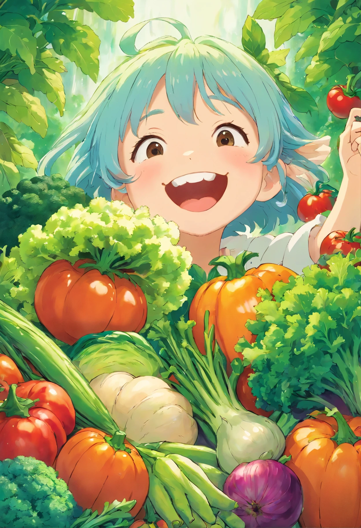 vegetables fairy, cute, big smile