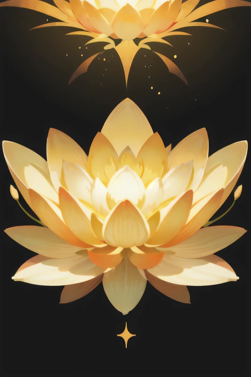 transparent lotus geometry with light yellow golden color, vector art, plain image, illustration, see through lotus