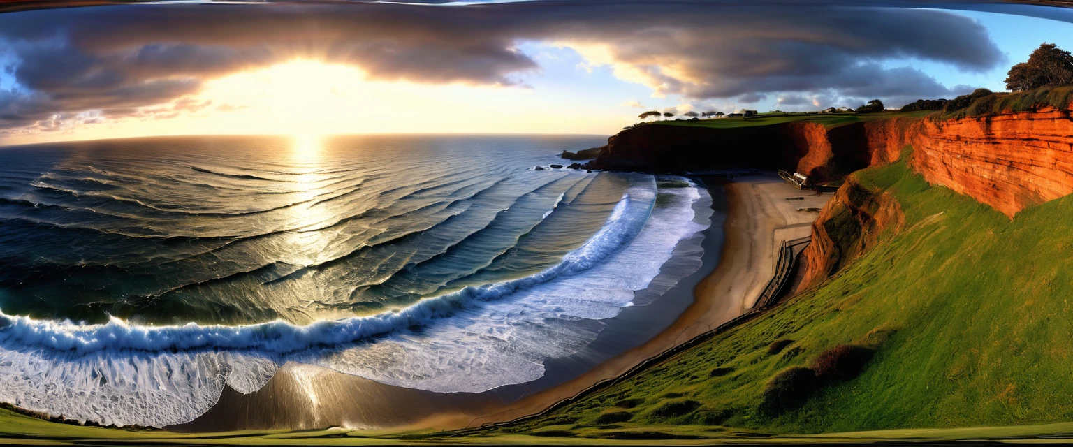 Ultra Wide Angle, wide angle exterior background, (best quality,ultra-detailed,realistic:1.37),HDR,UHD,studio lighting,vivid colors,ultra wide angle,wide angle exterior background,highres,photorealistic,physically-based rendering,horizon with vibrant colors,ocean waves crashing against the shore,dramatic cloud-filled sky,sun casting long shadows on the landscape,impressive vastness and depth,detailed foliage and vegetation,crisp details in architectural elements,sharp focus,fisheye-like perspective,panoramic view of the surroundings,wide open space with a sense of  and expansiveness,unobstructed view of the outdoor scenery,immersive experience of the natural environment,rich color saturation and contrast,brilliant hues and tonal range in the sky and landscape,play of light and shadows creating depth and dimension,realistic portrayal of textures and materials,thoroughly captures the beauty and grandeur of the scene,perfectly balanced exposure and dynamic range,ultra-fine painting-like quality,showcasing the best of nature's wonders,creating a masterpiece in every frame,photo-realistic representation of the wide angle perspective.