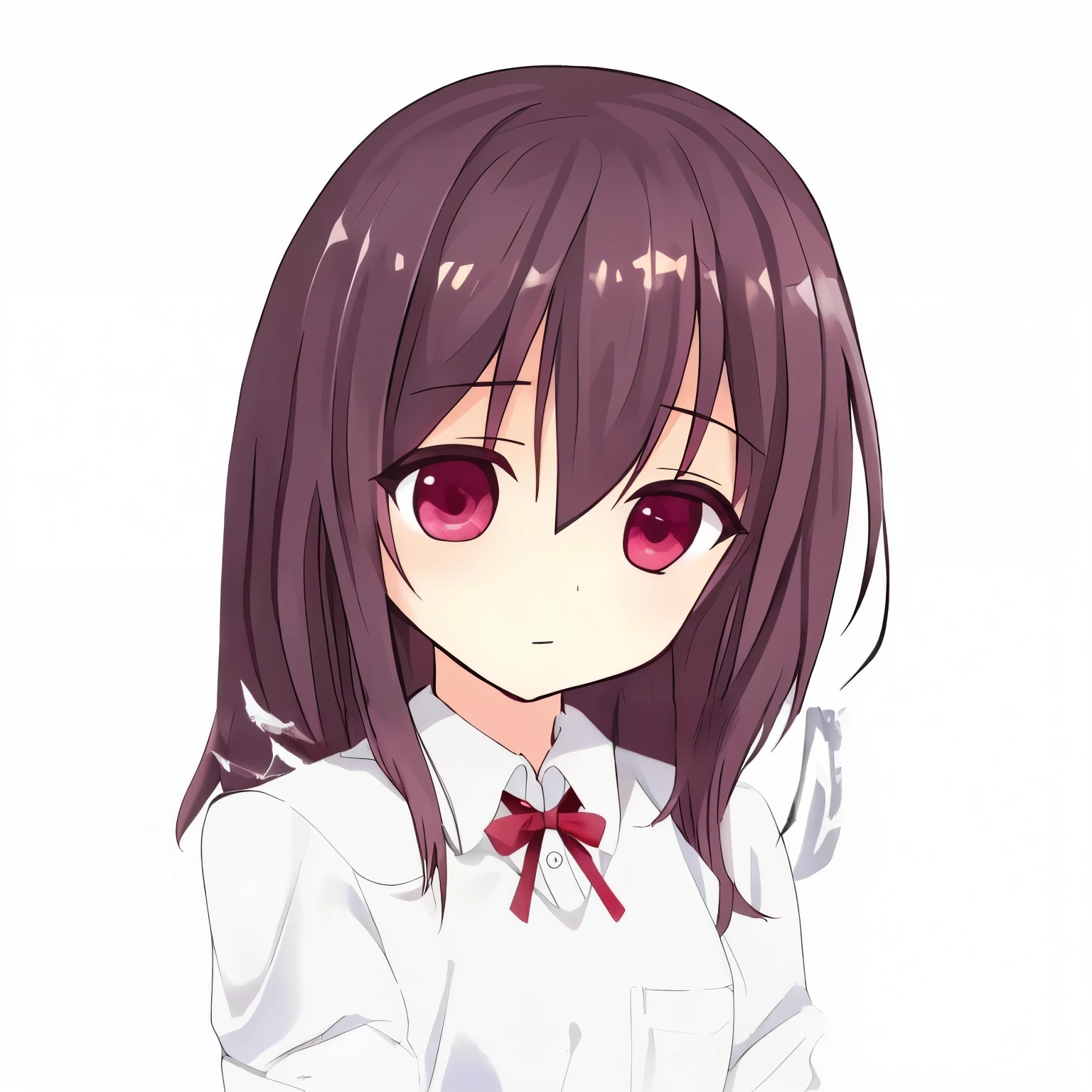 White shirt，Red bow