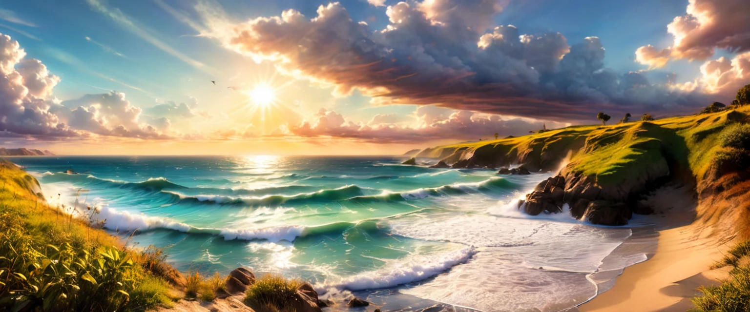 Ultra Wide Angle, wide angle exterior background, (best quality,ultra-detailed,realistic:1.37),HDR,UHD,studio lighting,vivid colors,ultra wide angle,wide angle exterior background,highres,photorealistic,physically-based rendering,horizon with vibrant colors,ocean waves crashing against the shore,dramatic cloud-filled sky,sun casting long shadows on the landscape,impressive vastness and depth,detailed foliage and vegetation,crisp details in architectural elements,sharp focus,fisheye-like perspective,panoramic view of the surroundings,wide open space with a sense of  and expansiveness,unobstructed view of the outdoor scenery,immersive experience of the natural environment,rich color saturation and contrast,brilliant hues and tonal range in the sky and landscape,play of light and shadows creating depth and dimension,realistic portrayal of textures and materials,thoroughly captures the beauty and grandeur of the scene,perfectly balanced exposure and dynamic range,ultra-fine painting-like quality,showcasing the best of nature's wonders,creating a masterpiece in every frame,photo-realistic representation of the wide angle perspective.