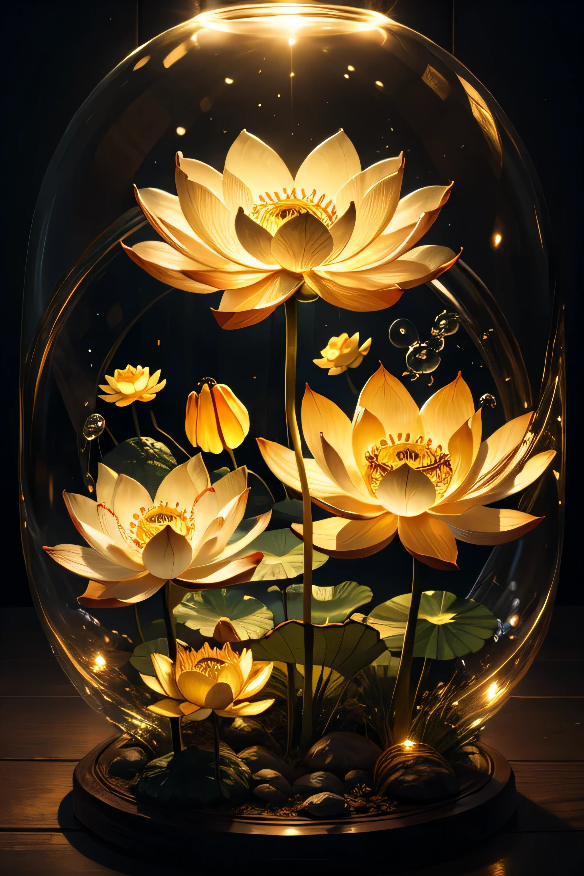 transparent lotus geometry with light yellow golden color