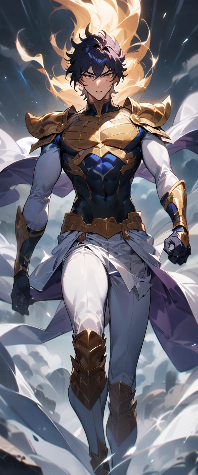 1boy, Beelzebul, Raiden Shogun, Genshin Impact, green armor, standing, masterpiece, best quality, perfect composition, very aesthetic, ultra-detailed, intricate details