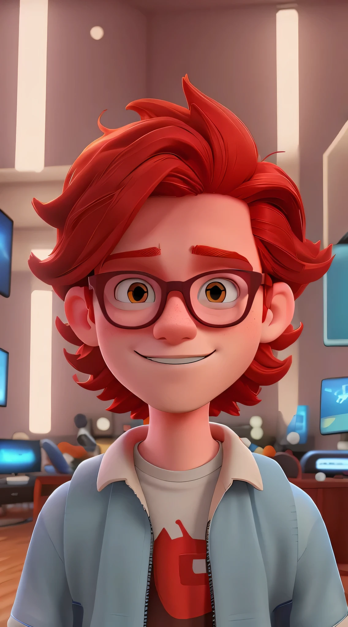Redhead teenager with glasses in her playroom