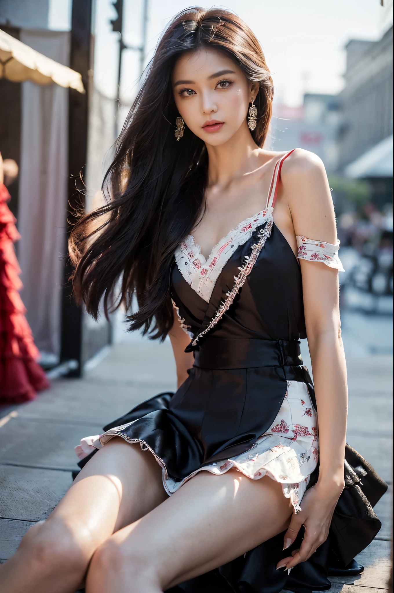 !!you have a mission!! Task (((The most beautiful women wearing perfectly tailored outfits for specific situations))), (give solution!!!!), (((一条规则Yes黄金比例和白平衡))), ((Always draw hands and fingers correctly, if you make a mistake,please correct them)), Put beautiful clothes on beautiful women with perfect figures, Made from available materials ( ((silk), (canvas, nylon)), (latex lace), ((有lace)), (((jewelry))), chain mail, bracelet, period, earrings, daily necessities)), I encourage you to draw them all, ( ((I encourage you to choose the right background for your pheNomenally drawn creation)), (use any technology, any style, any clothes, even choose ((eye color, Hair color, even hairstyle, cosmetic, anyway and how to do it))), ((experiment, binding complex, 多层材料用装甲和精致的材料进行experiment用整个调色板的颜色和阴影进行experiment)), (masterpiece:1.hot realism:1.37), (actual:1.5), (extremist_detailed:1.3), (The extremist -The high-definition), depth of field, (best quality), Attention to detail, double eyelids, Wear an off-shoulder top, Full body female love, If you want, you stand, (Horizontal), 有lace, (lace), ((charm, The paparazzi took pictures of her)), medium contrast, pastel colors, long legs, Yes, ((layered cutting: 1.32)), ((brightly colored clothes)), ((Lively,positive,Lively)), ((No Pantieposing thighs)), (:1.6), ((black silken skirt, (small skirt:1.22), No_, bending)), ((hip wrap skirt))), (look to one side, look up, look down, random expression), (rich,Includes decorative embroidery:1.2), ((Very complex epic jumpsuit design:1.38)), (red-white-black epic 有lace:1.38), (sharp focus), ((Very complex epic jumpsuit design:1.38)), ((city night), (neon lights), (night), ((Your style in the wind)))